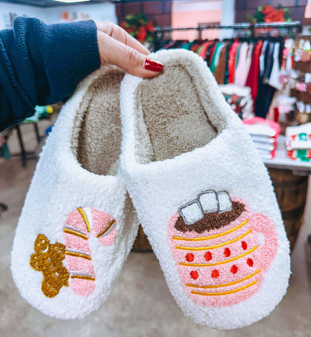 Hot Chocolate Fuzzy Fleece Slippers