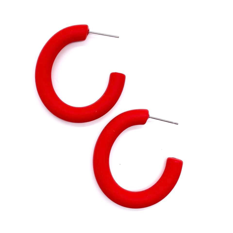 1.5" Crissy Hoop Earrings - Red