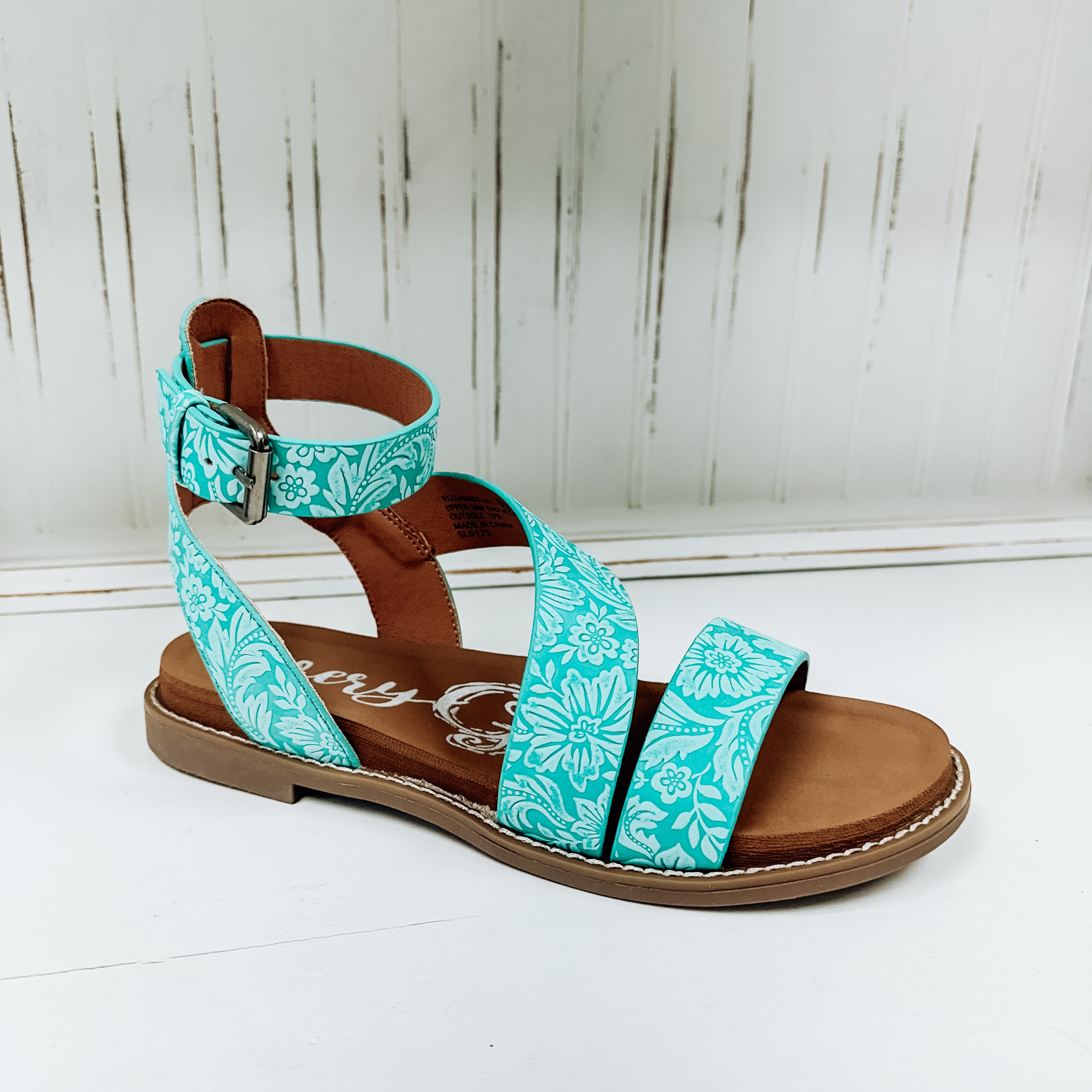 Sylvie Tooled Sandal - Turquoise