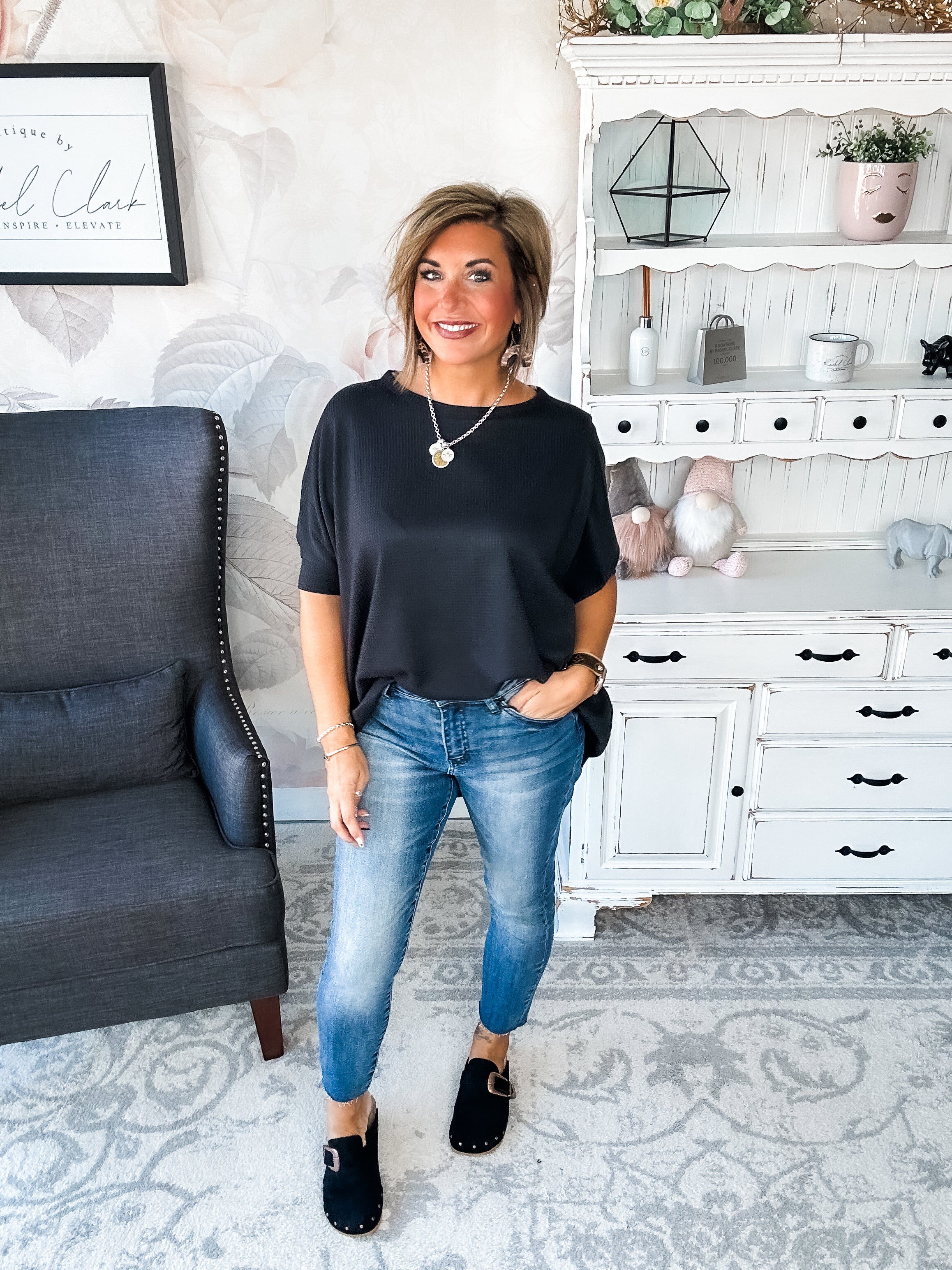 Wonderful Life Boxy Top - Black