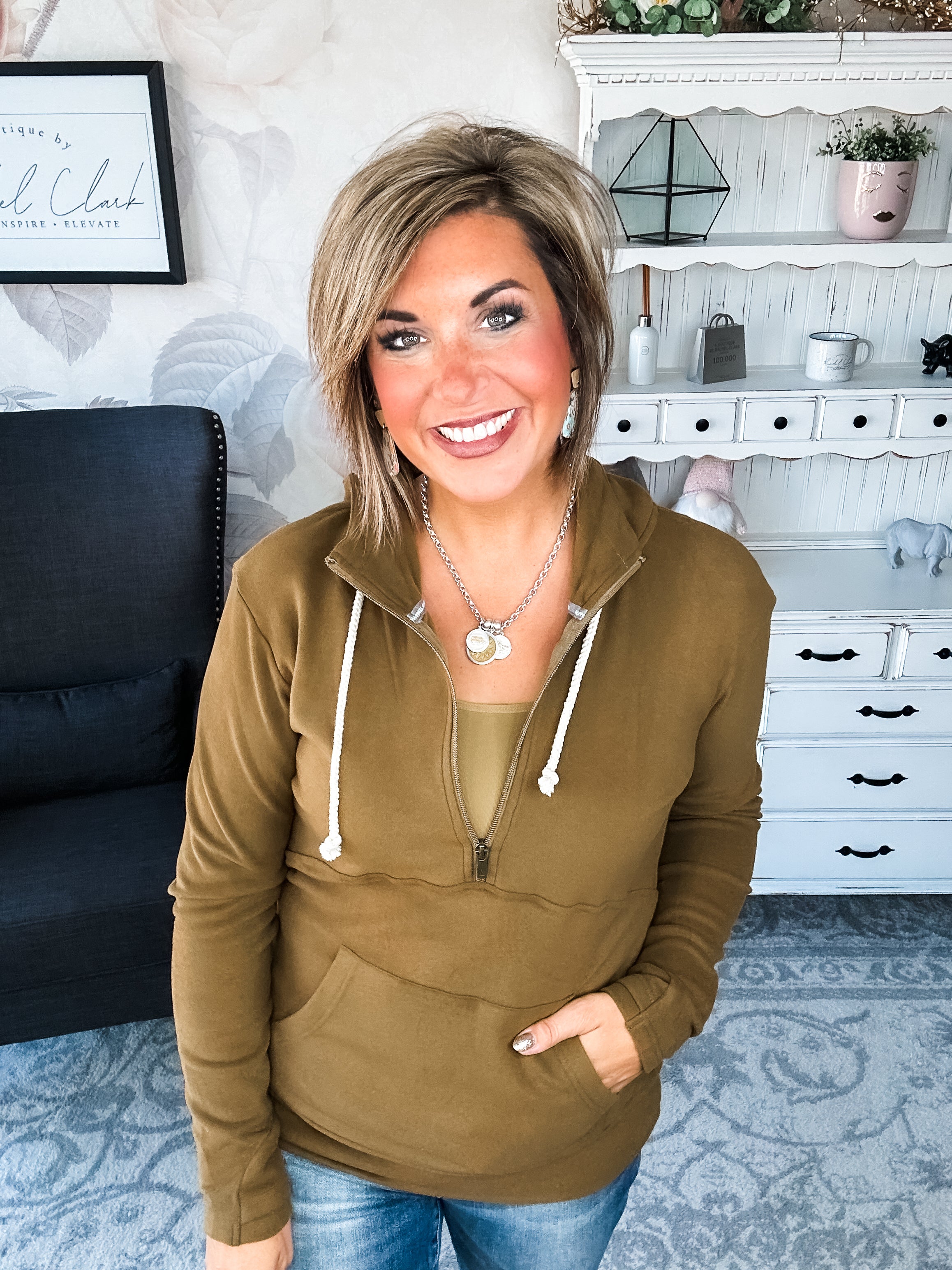 Ampersand Avenue - Halfzip Hoodie Performance Fleece -  Lemongrass