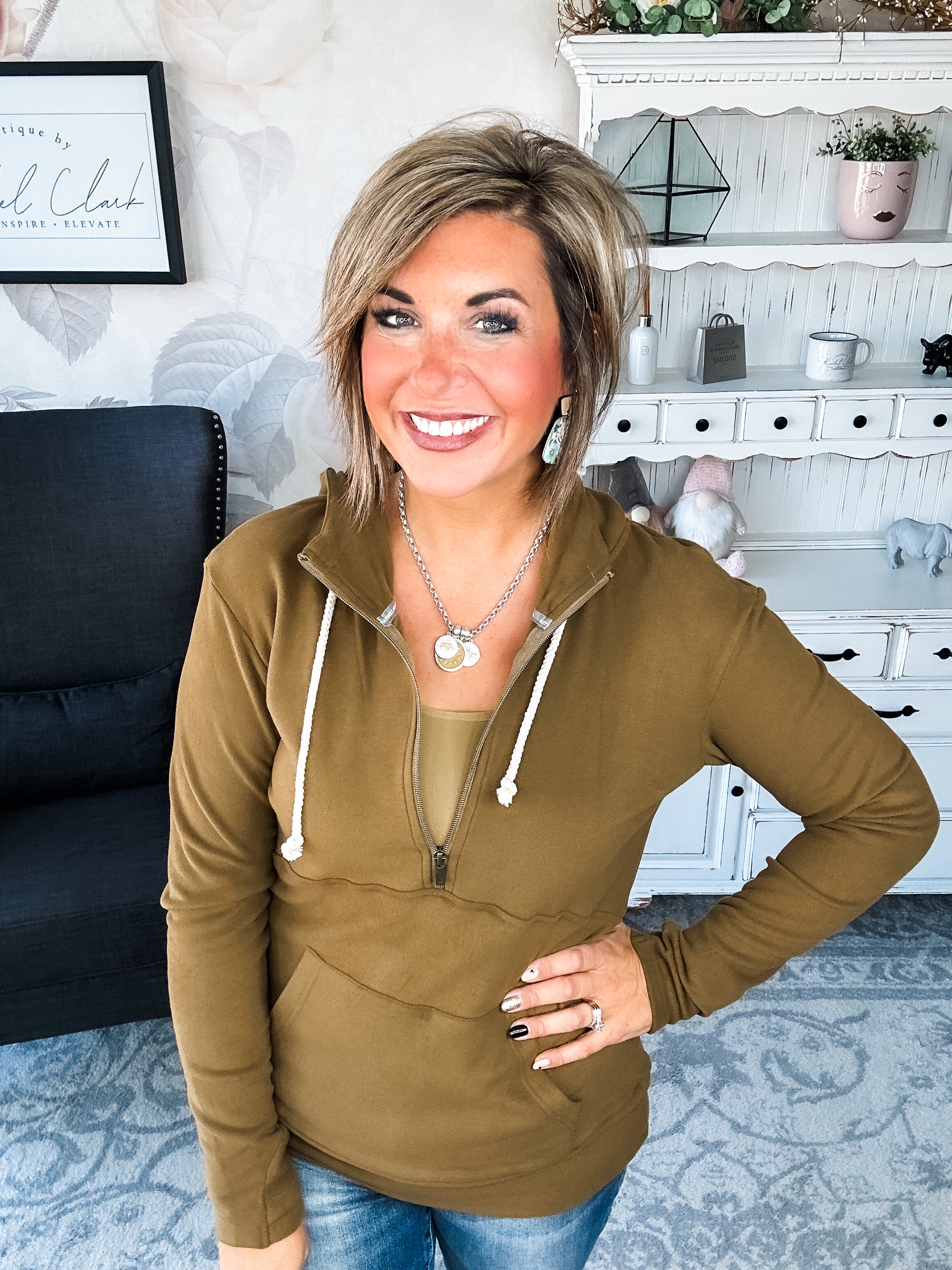 Ampersand Avenue - Halfzip Hoodie Performance Fleece -  Lemongrass