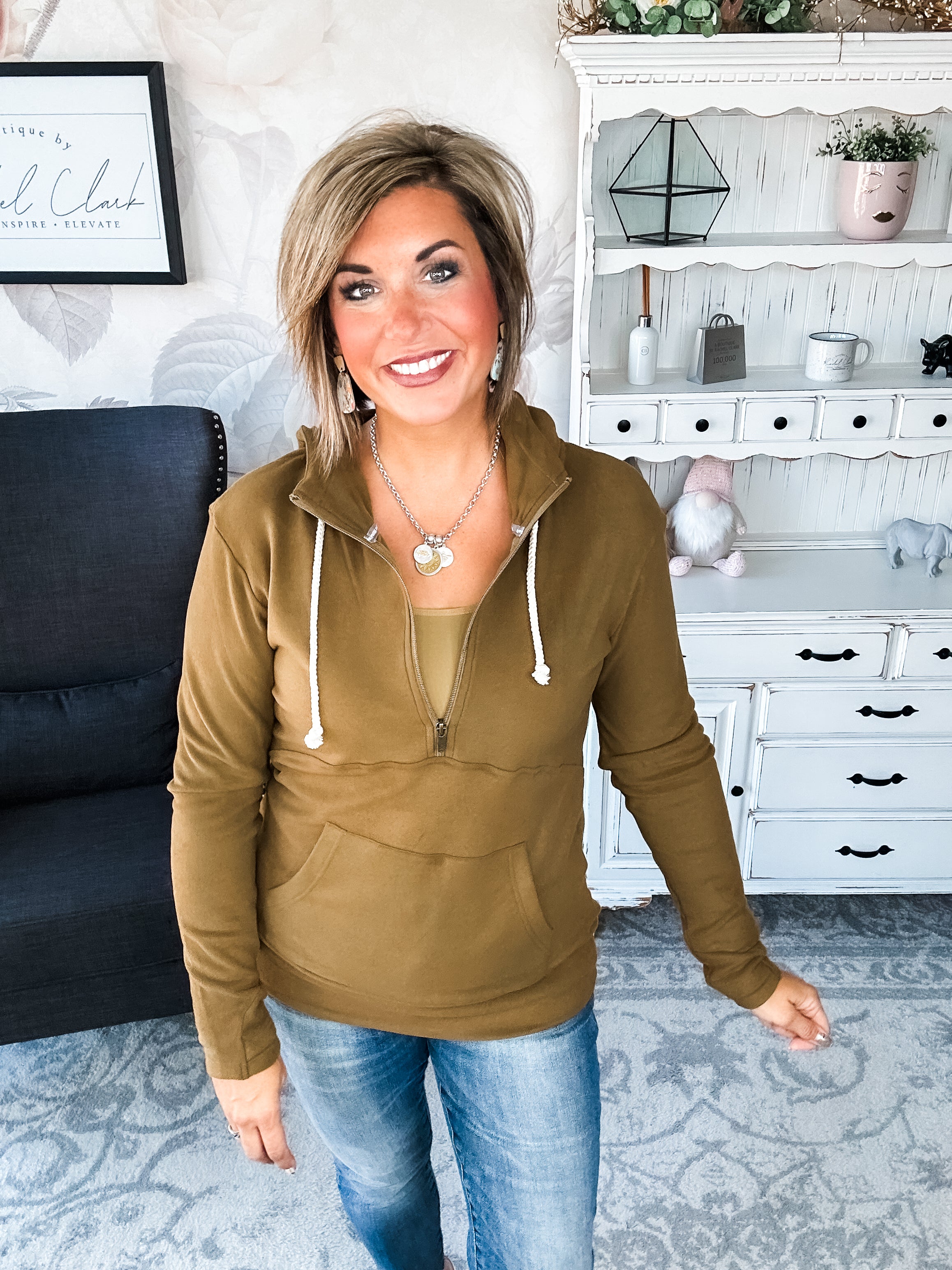 Ampersand Avenue - Halfzip Hoodie Performance Fleece -  Lemongrass