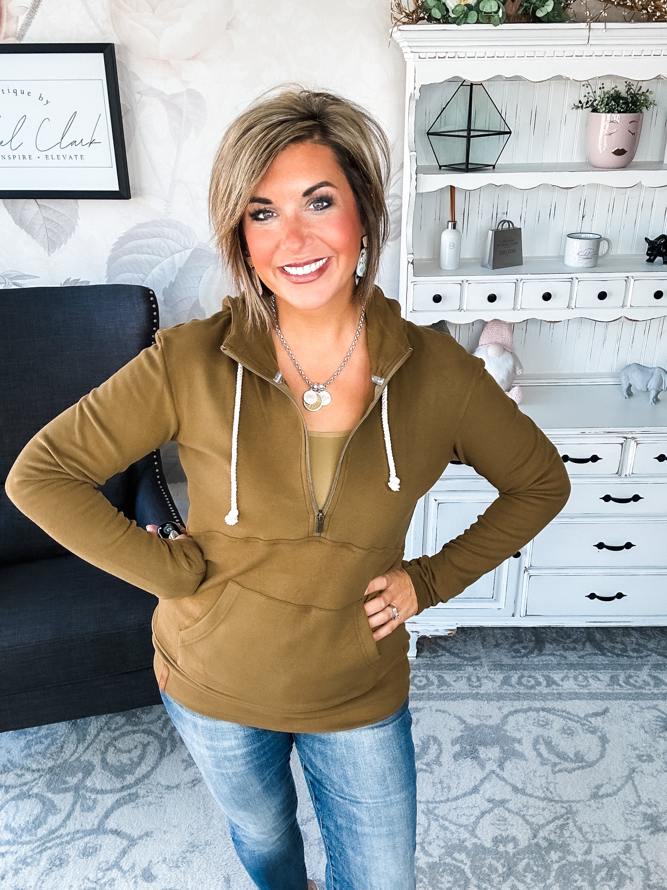 Ampersand Avenue - Halfzip Hoodie Performance Fleece -  Lemongrass