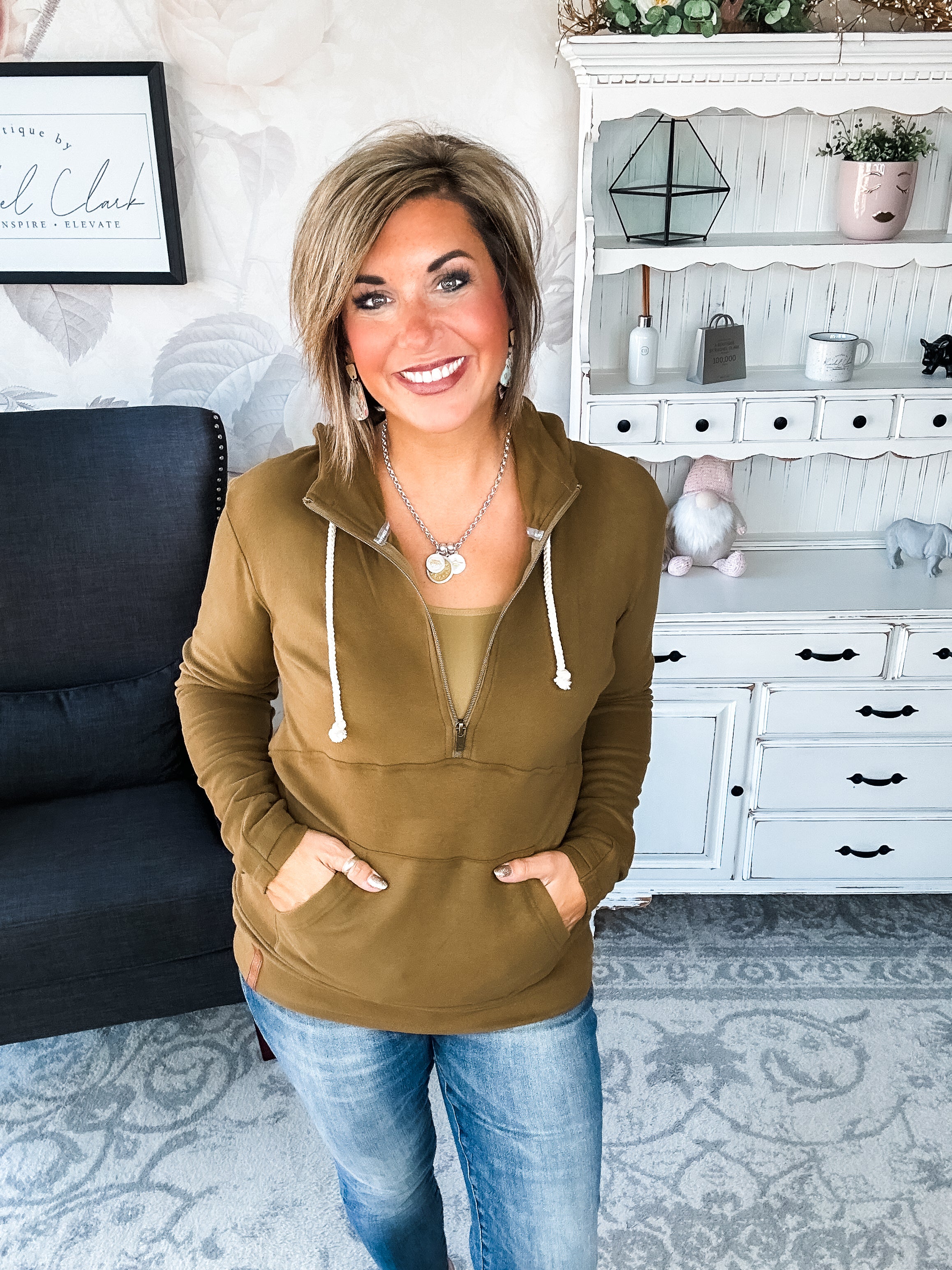 Ampersand Avenue - Halfzip Hoodie Performance Fleece -  Lemongrass