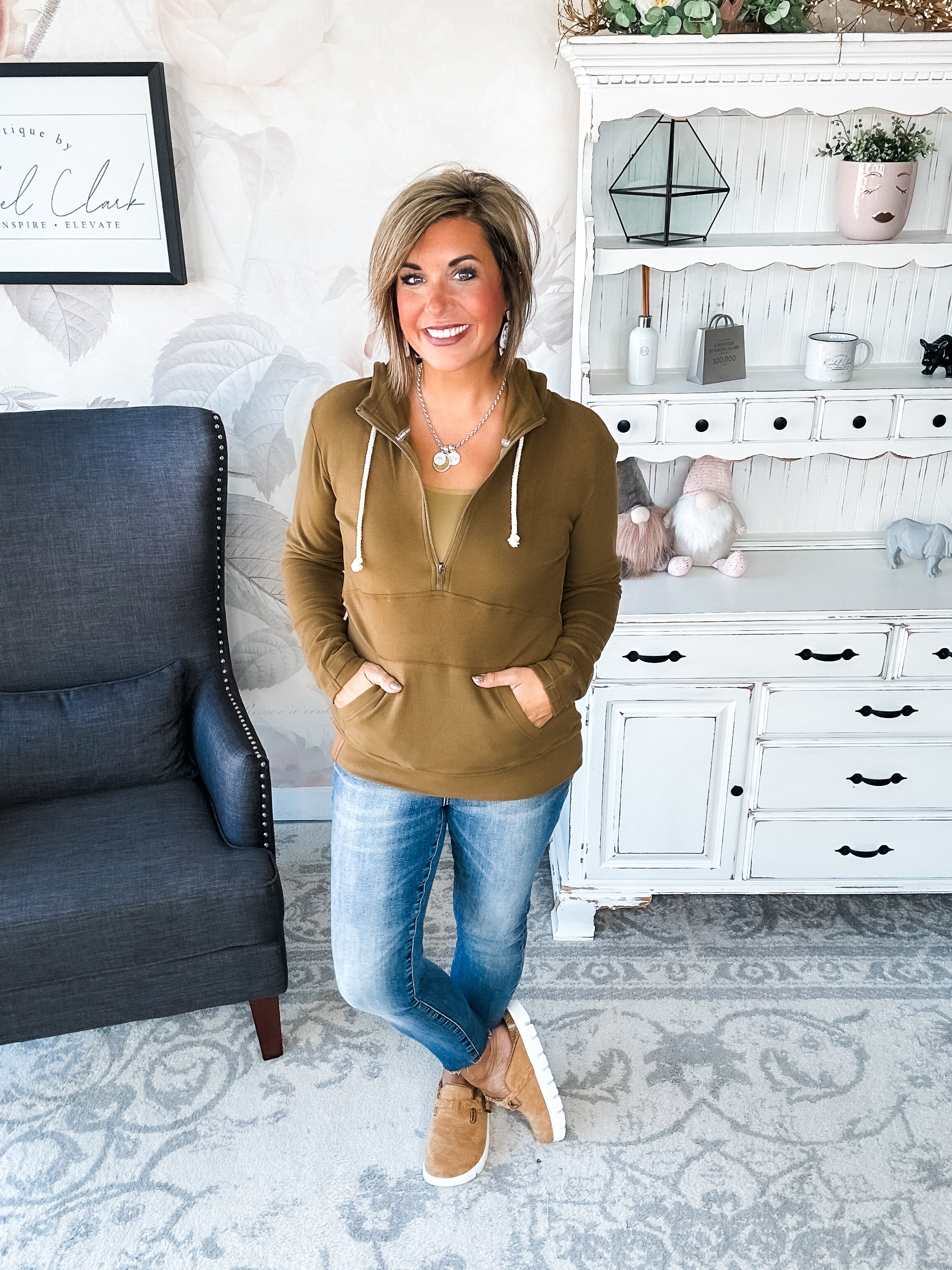 Ampersand Avenue - Halfzip Hoodie Performance Fleece -  Lemongrass