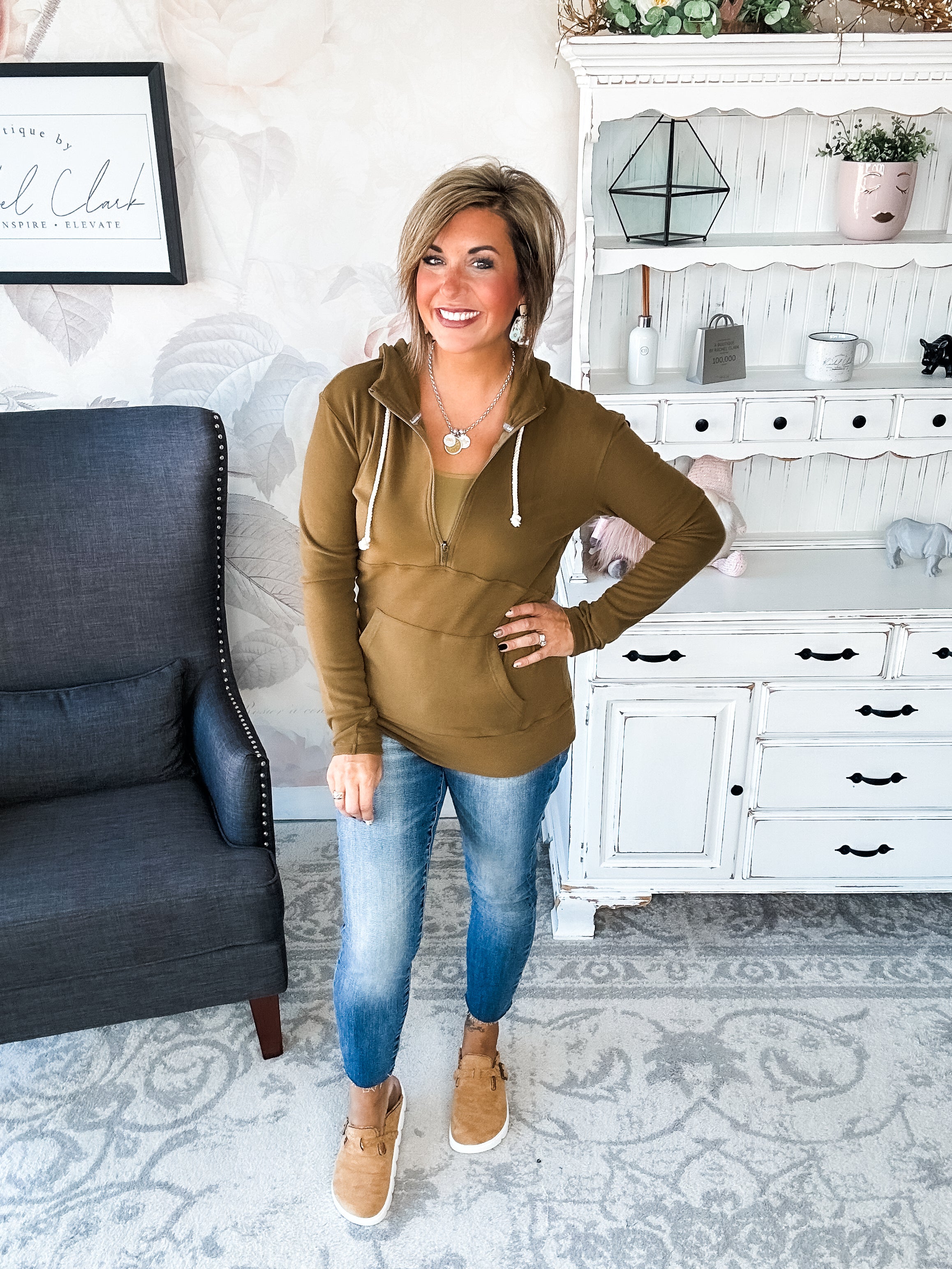 Ampersand Avenue - Halfzip Hoodie Performance Fleece -  Lemongrass