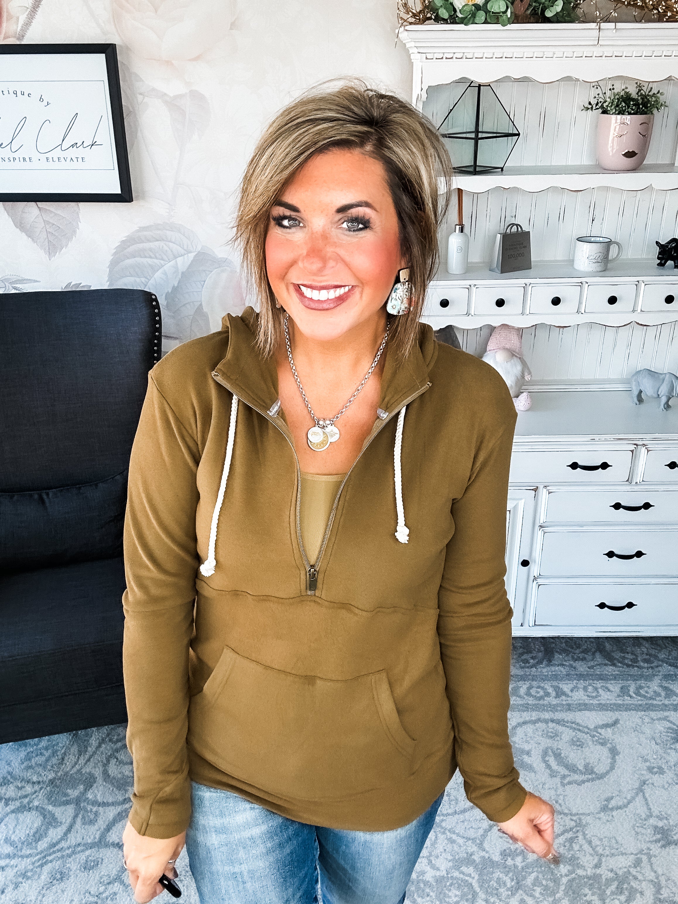 Ampersand Avenue - Halfzip Hoodie Performance Fleece -  Lemongrass