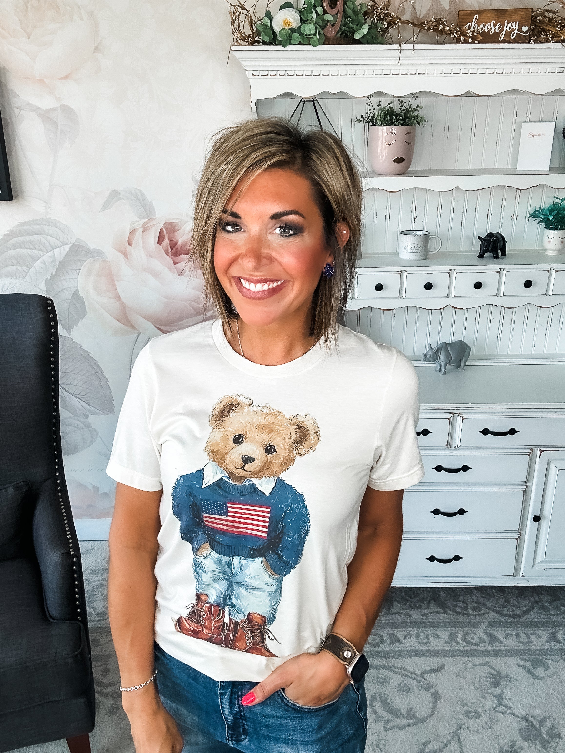 Patriotic Teddy Bear Graphic Tee
