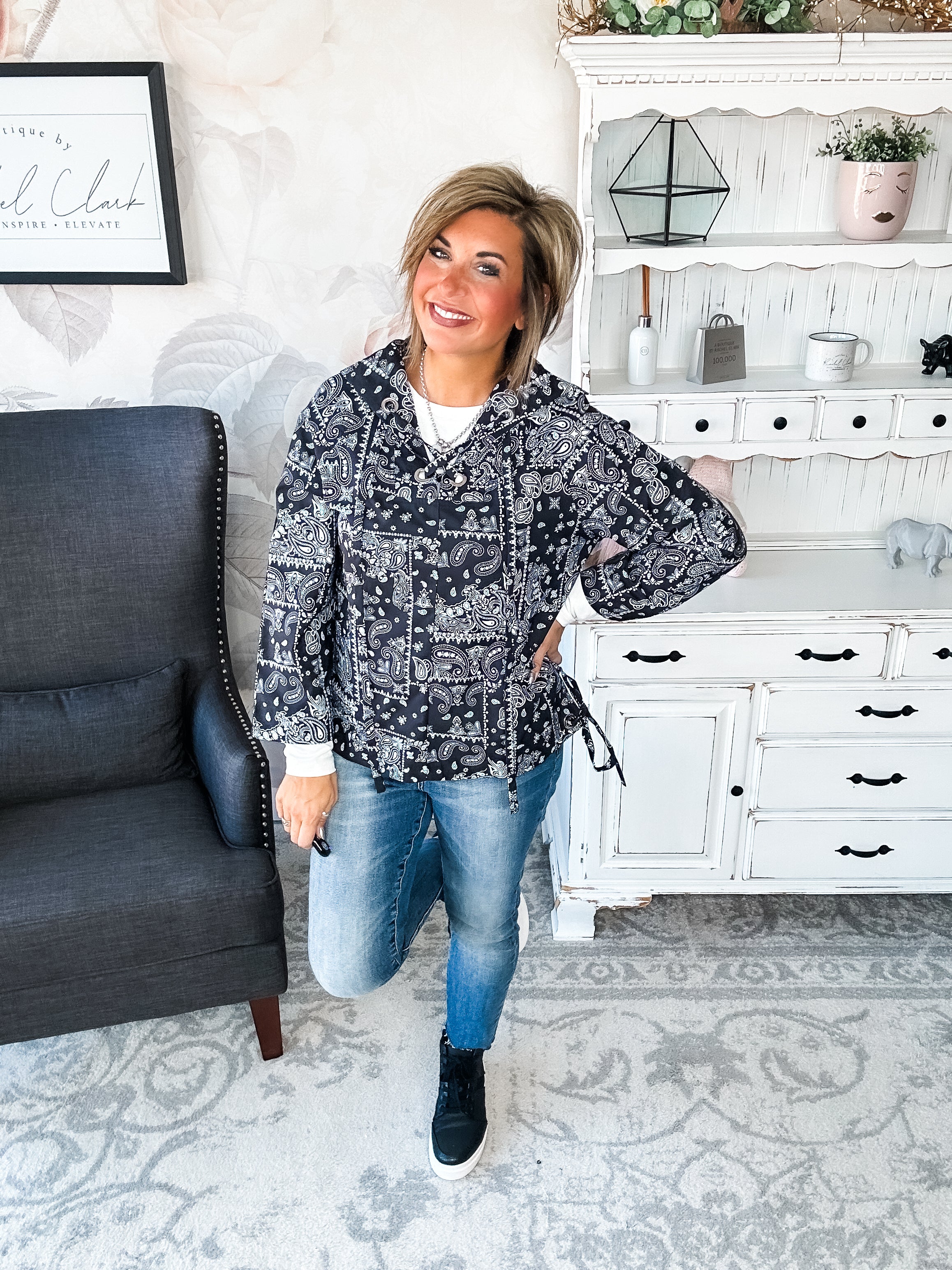 Say We Can Bandana Print Windbreaker