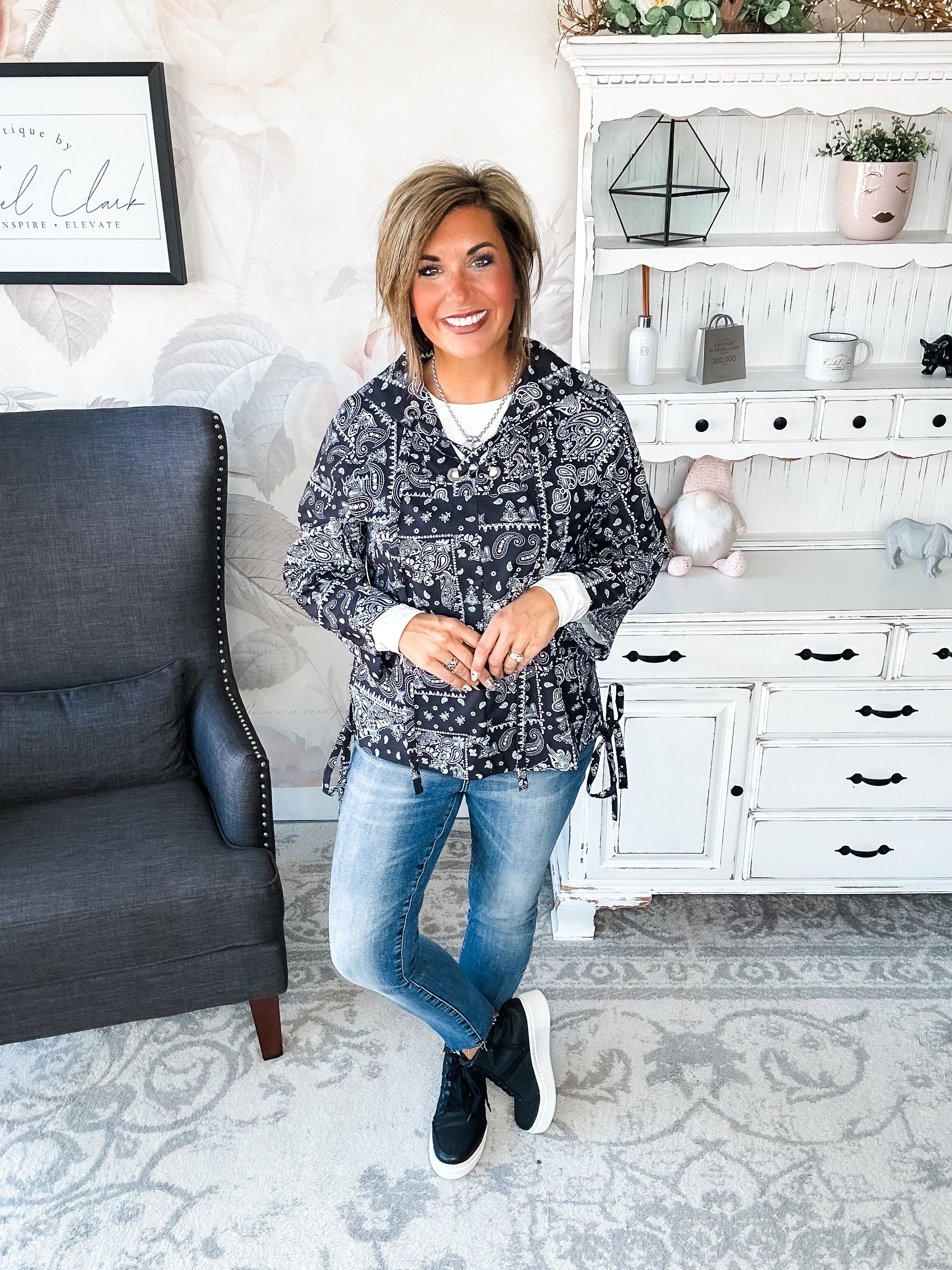 Say We Can Bandana Print Windbreaker