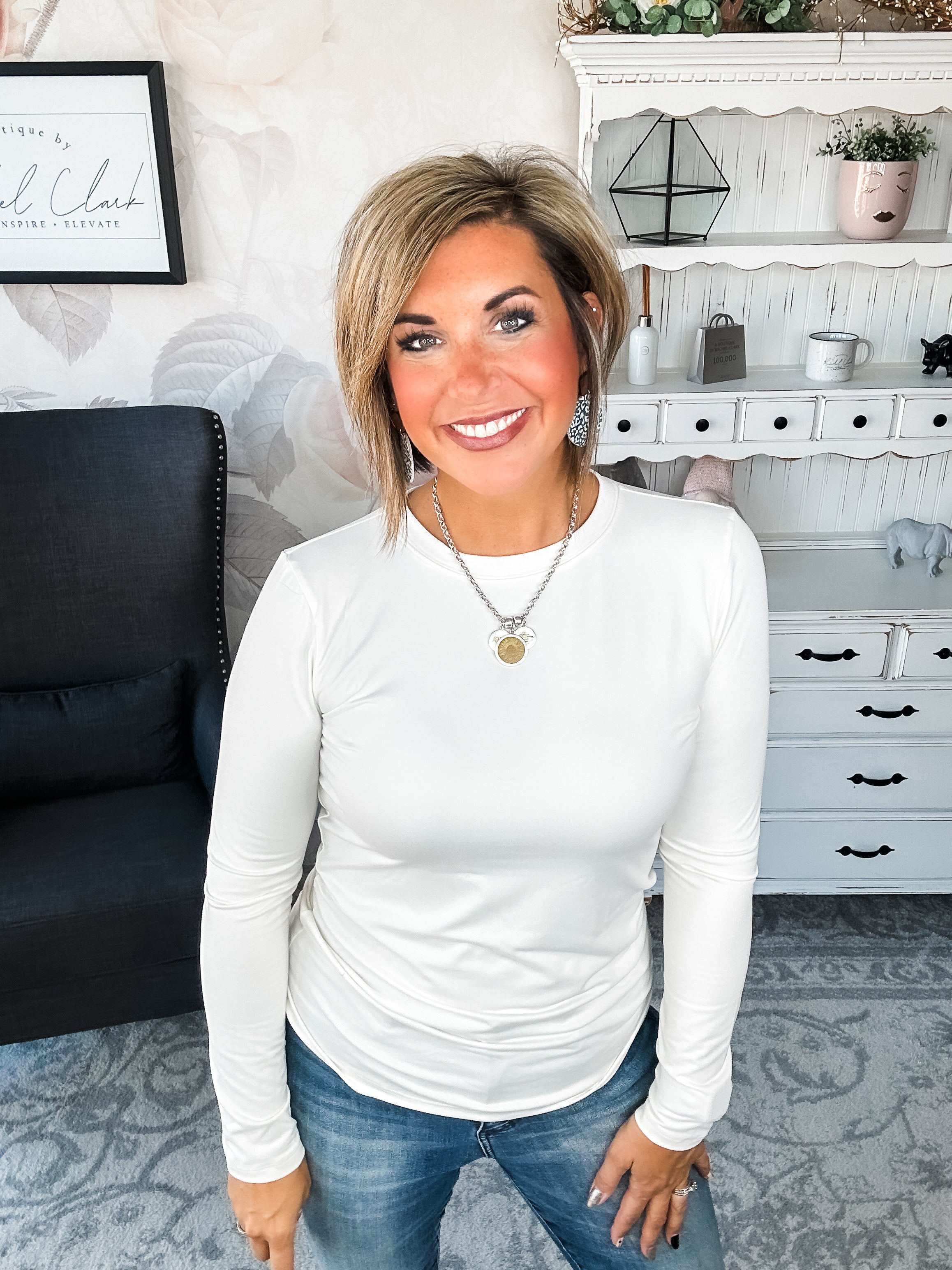 Happy Now Long Sleeve Tee - Ivory