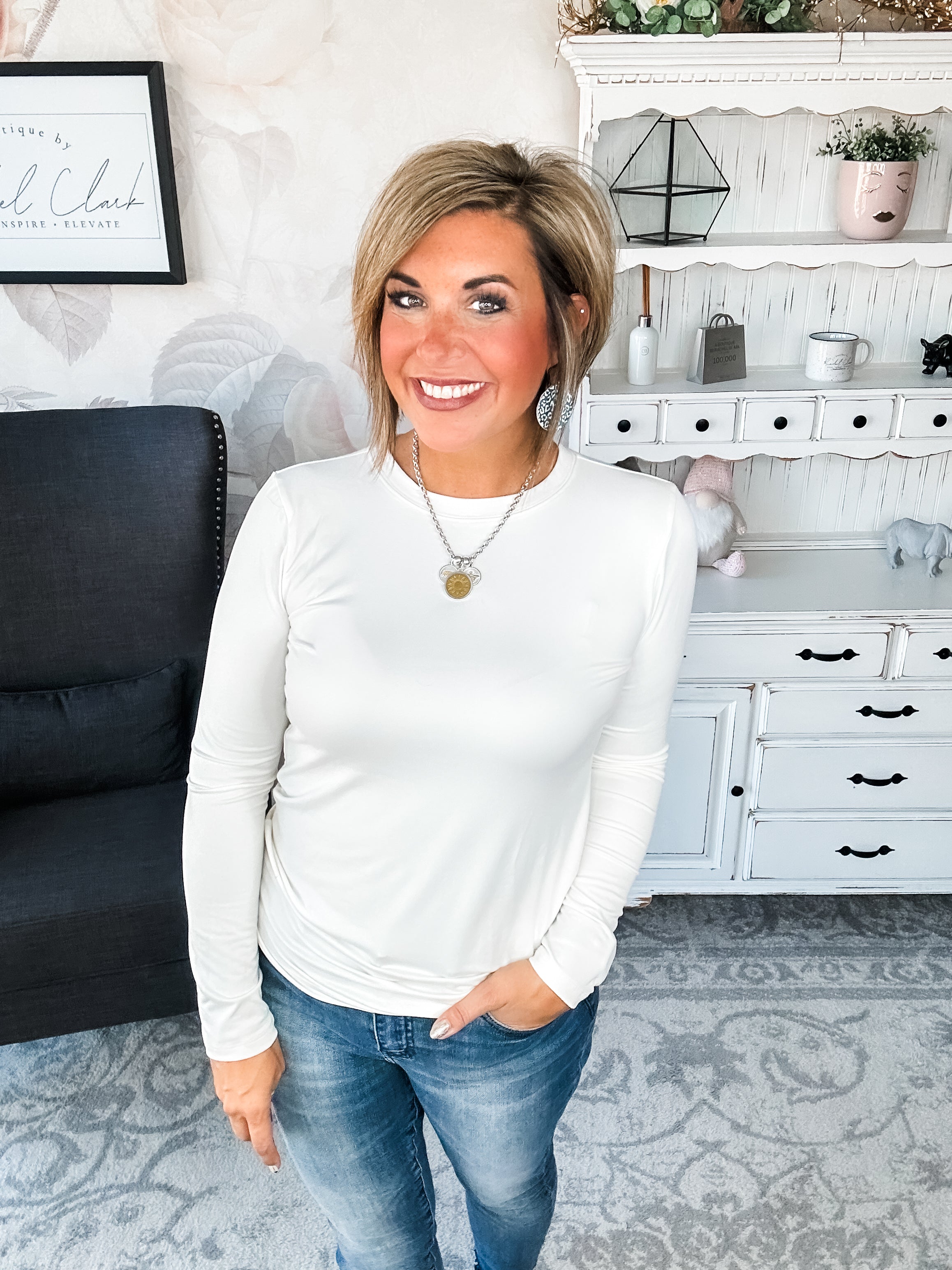 Happy Now Long Sleeve Tee - Ivory