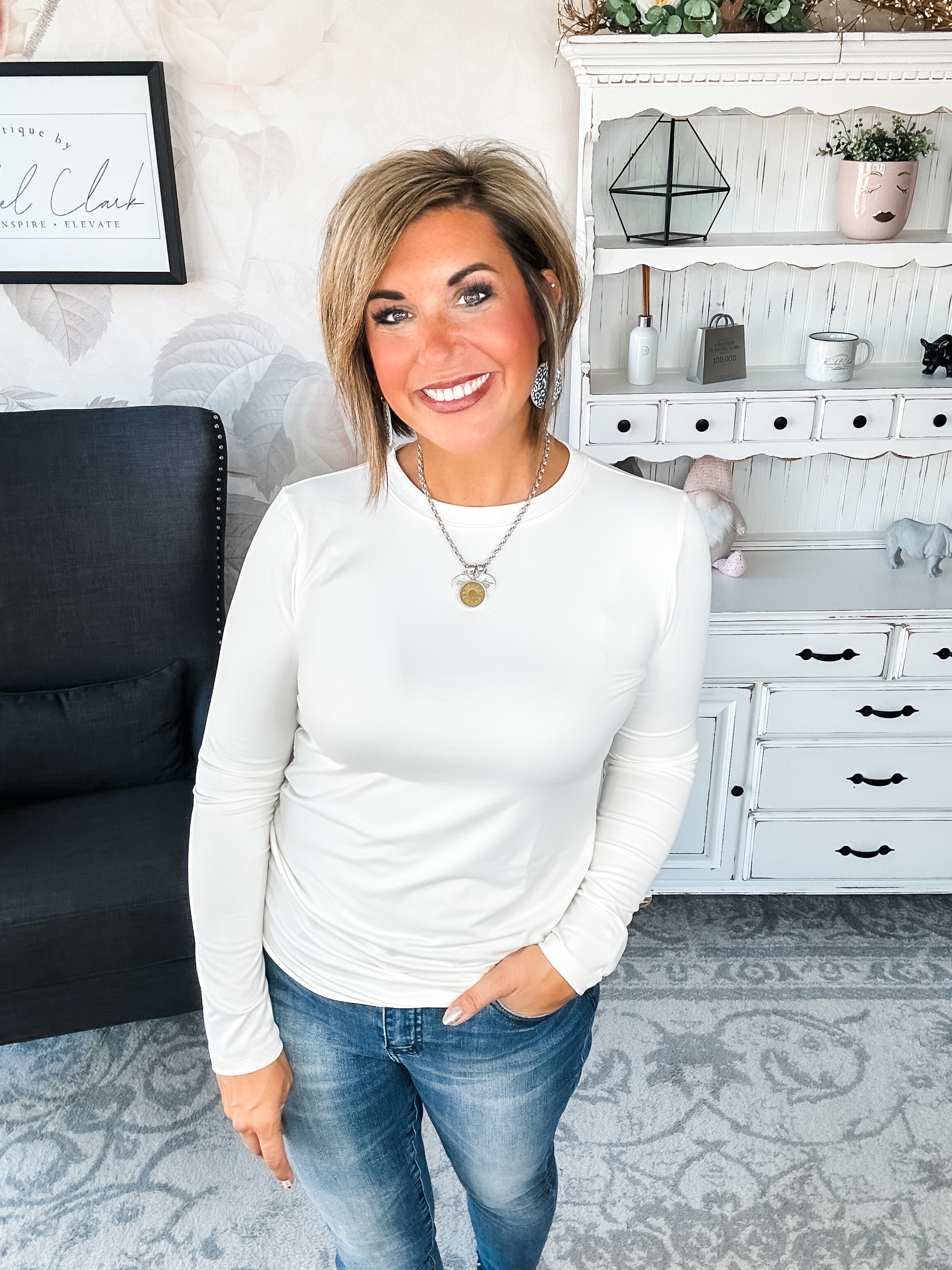 Happy Now Long Sleeve Tee - Ivory