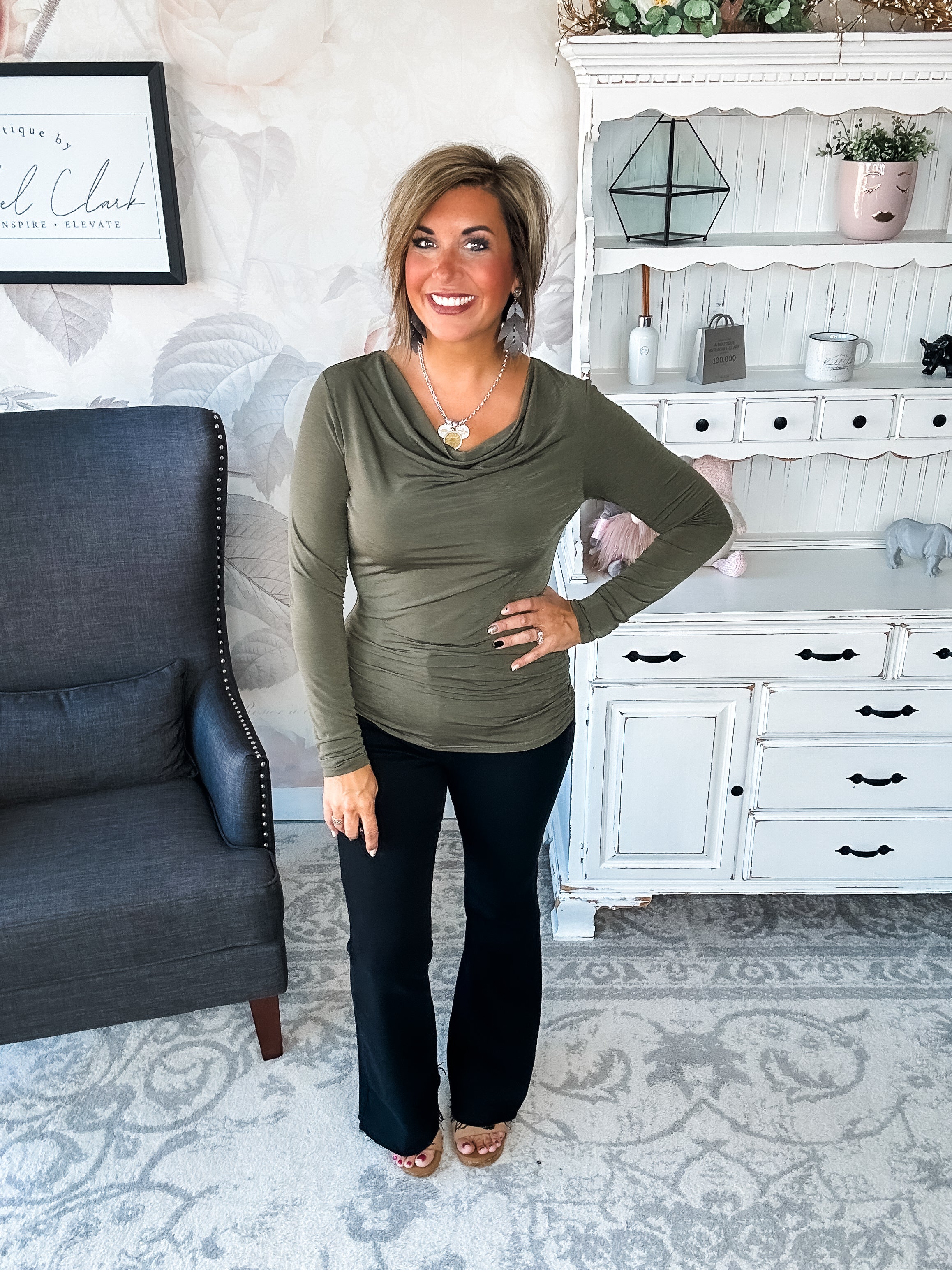 Treat Me Like A Lady Top - Olive