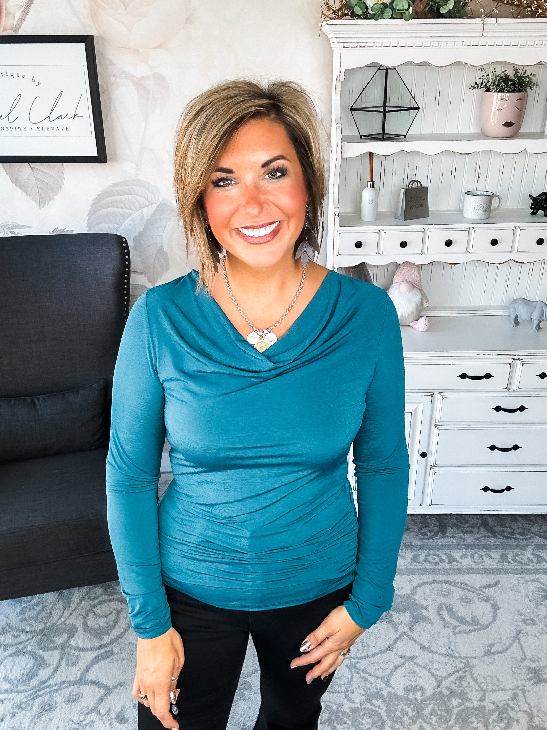 Treat Me Like A Lady Top - Dark Teal