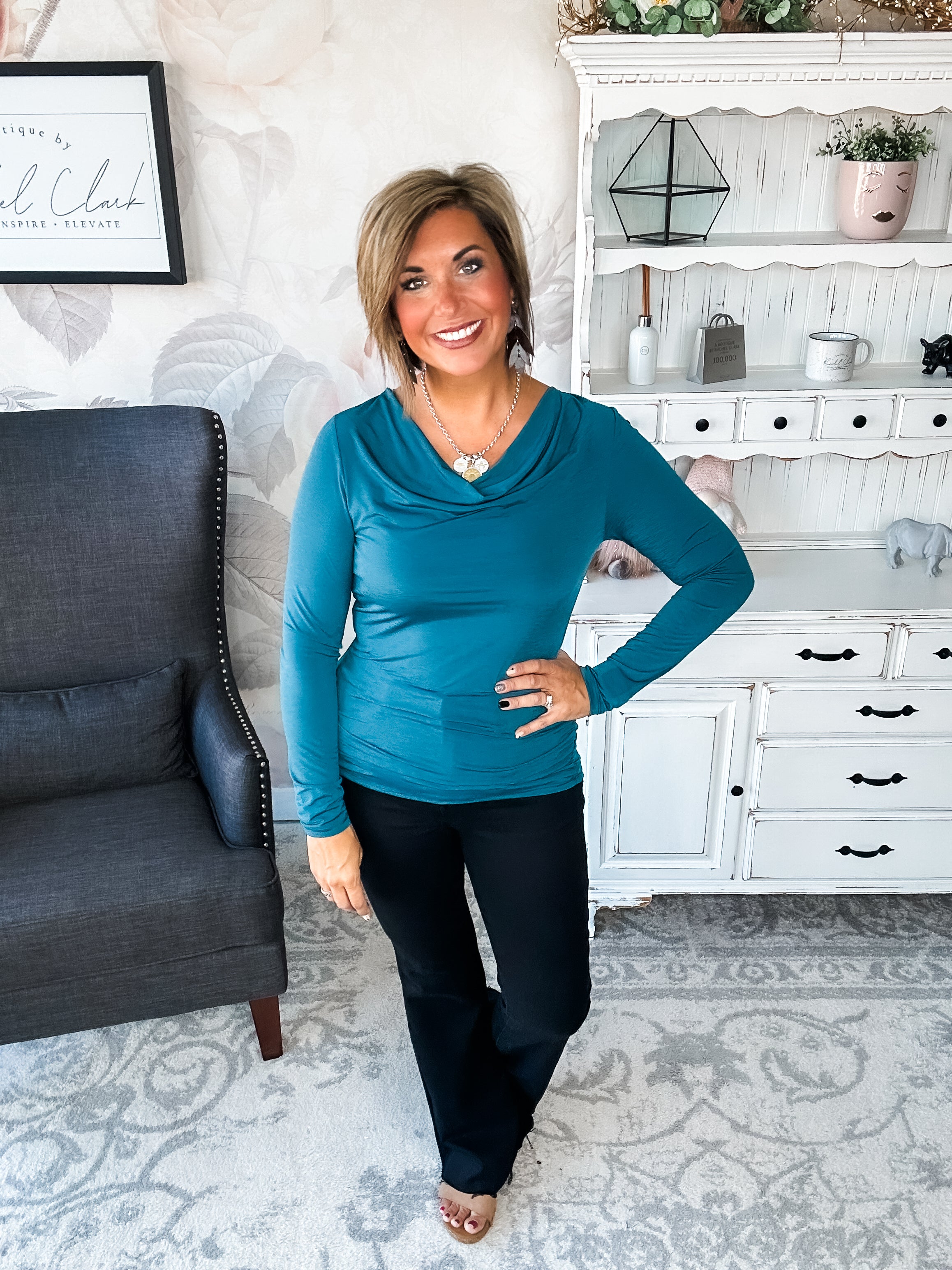 Treat Me Like A Lady Top - Dark Teal