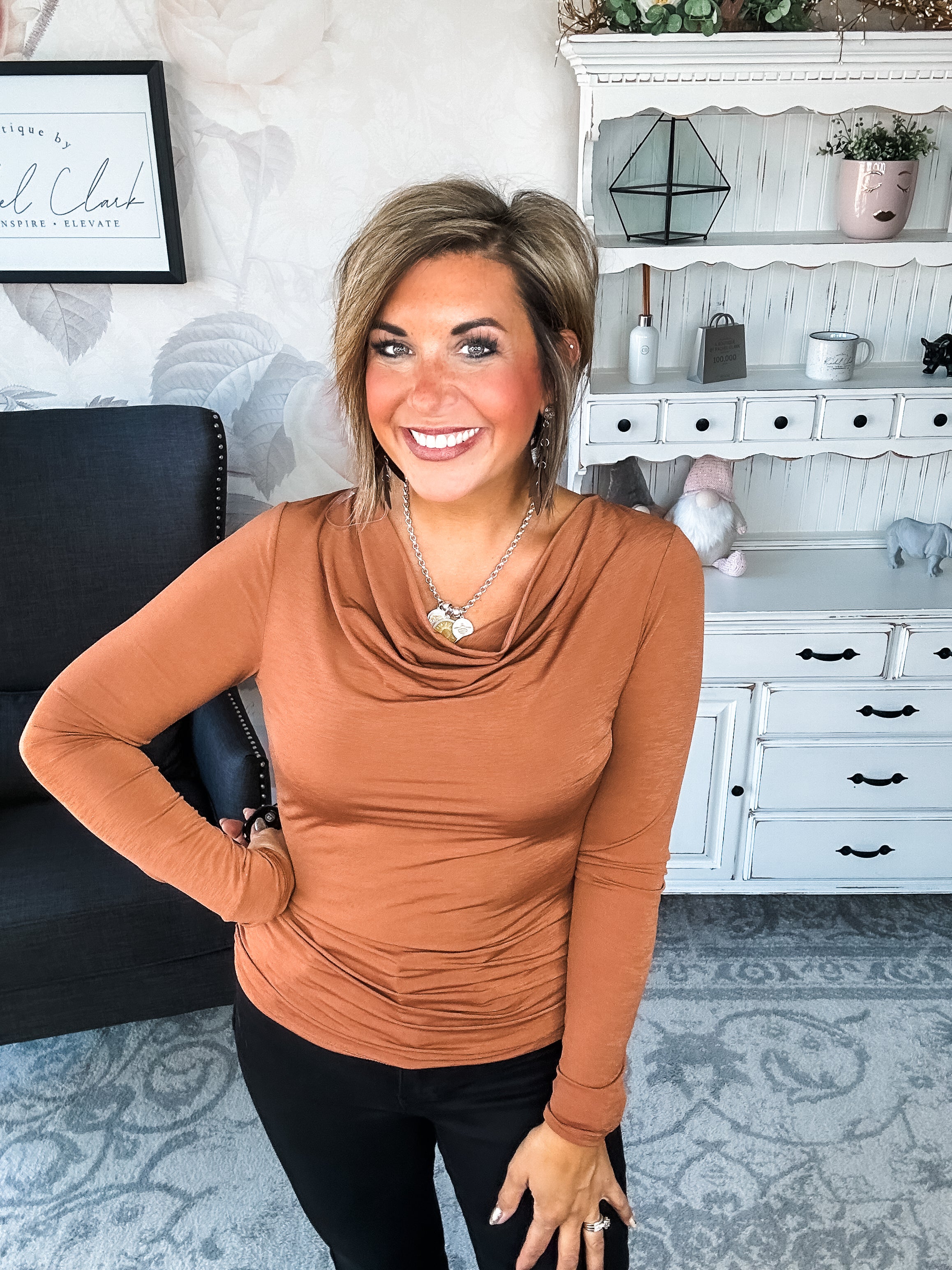 Treat Me Like A Lady Top - Rust