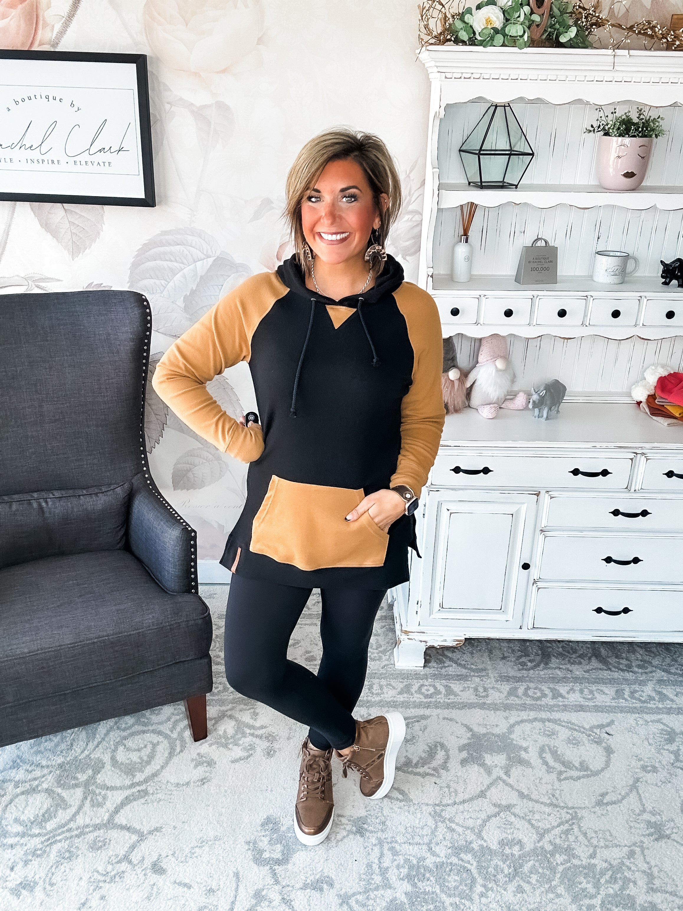 Ampersand Avenue SideSlit Hoodie - Coffee & Confidence