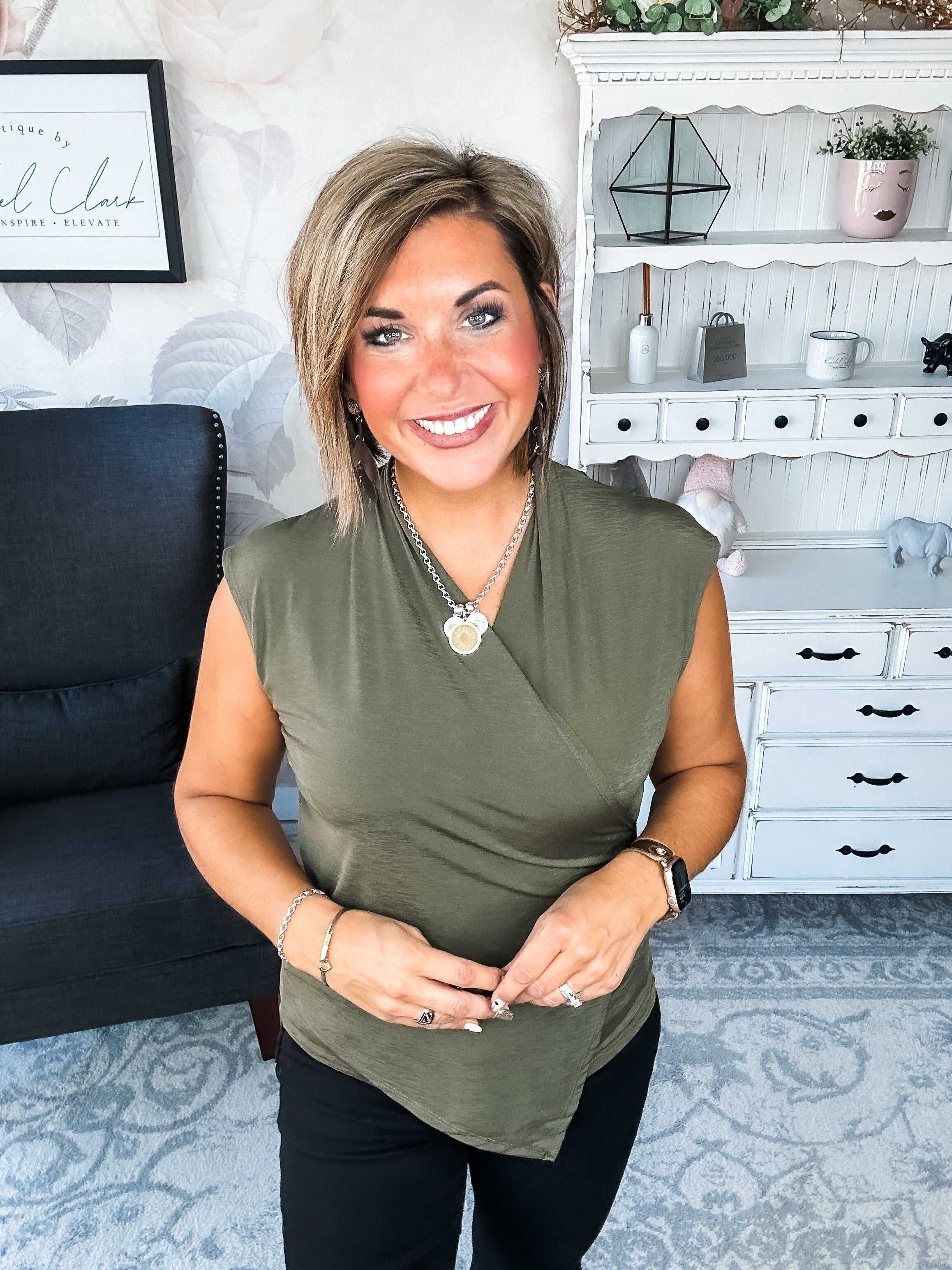 Hopefully Today Crossover Tank - Olive