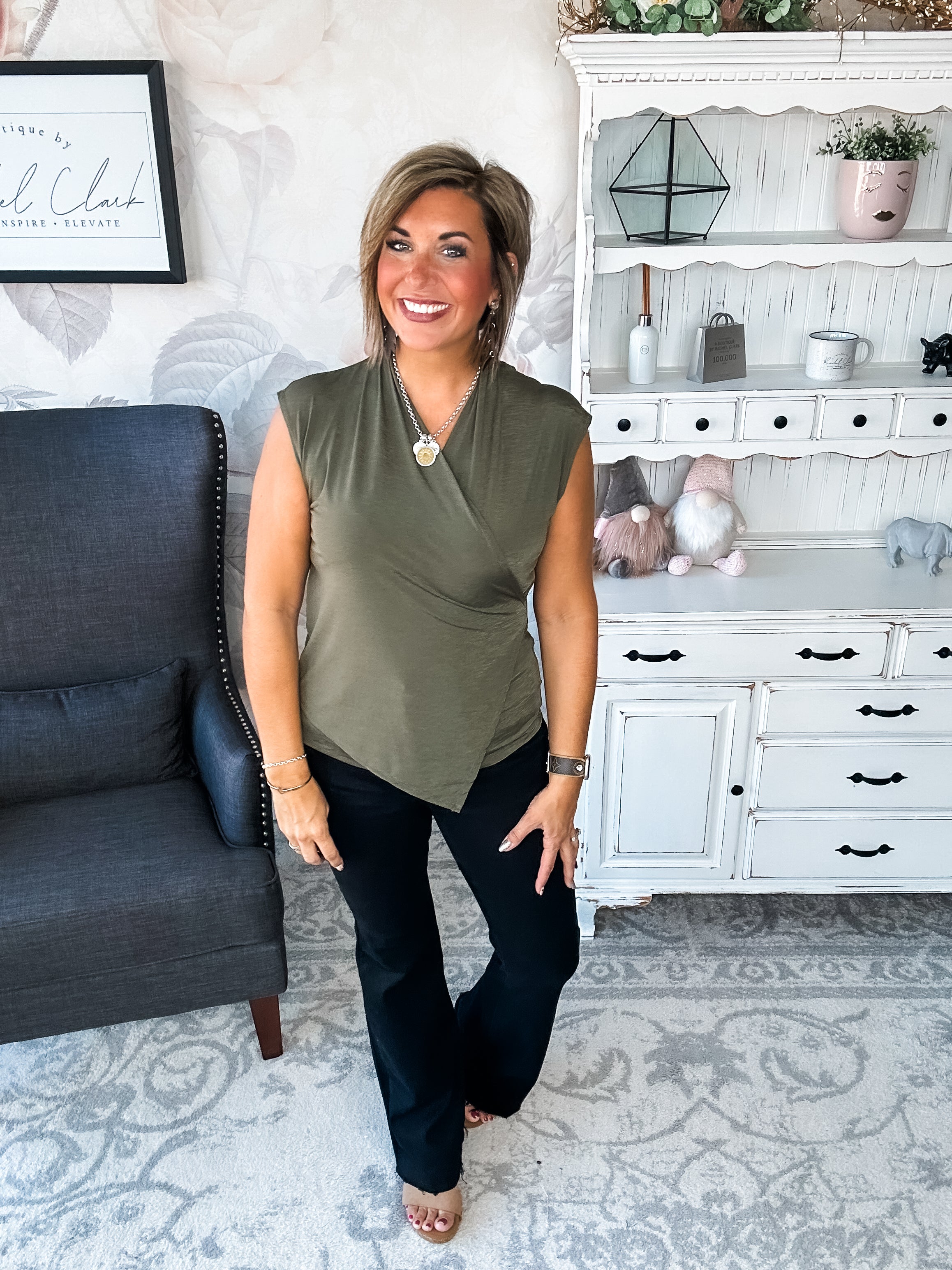 Hopefully Today Crossover Tank - Olive