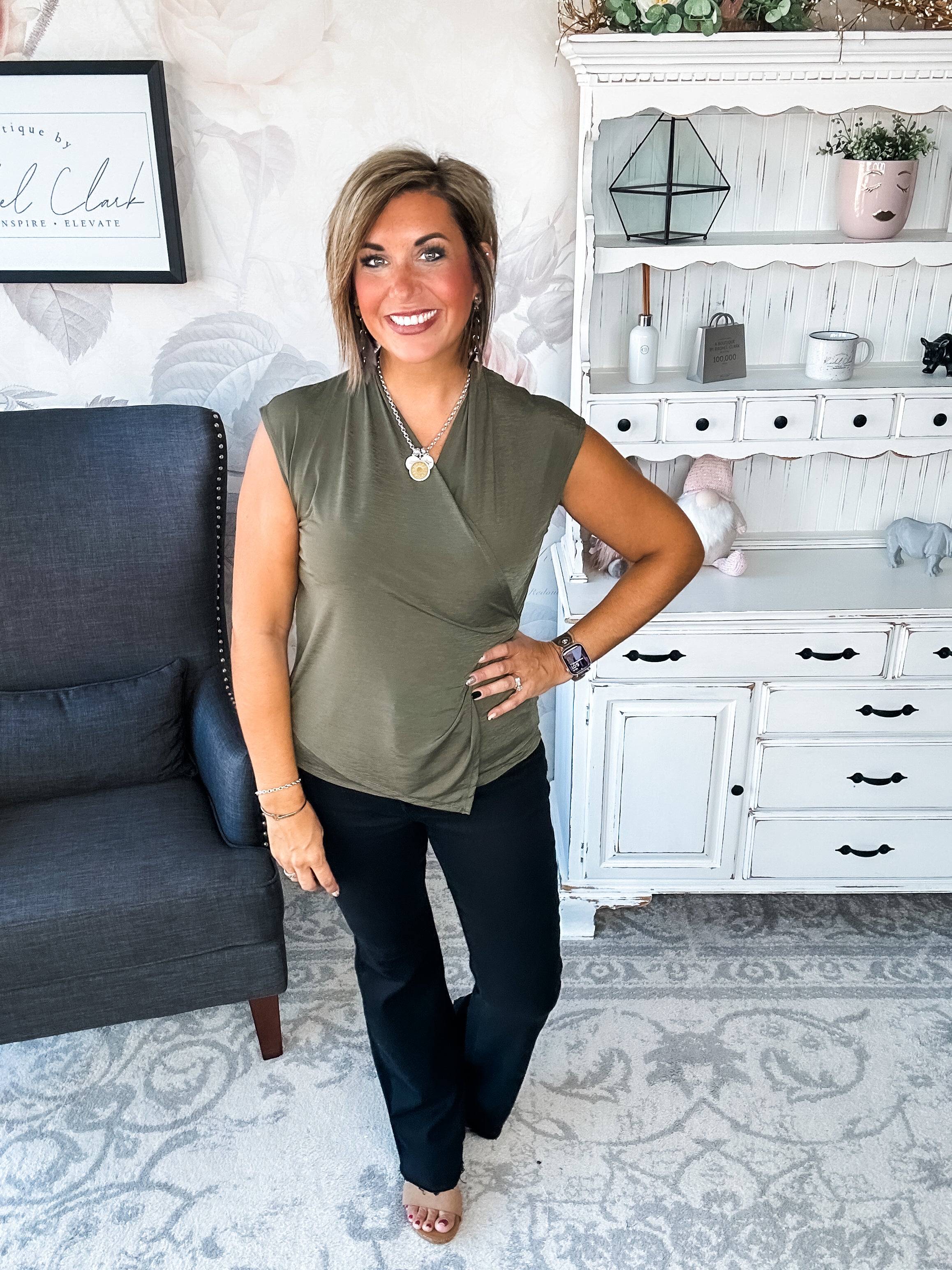 Hopefully Today Crossover Tank - Olive