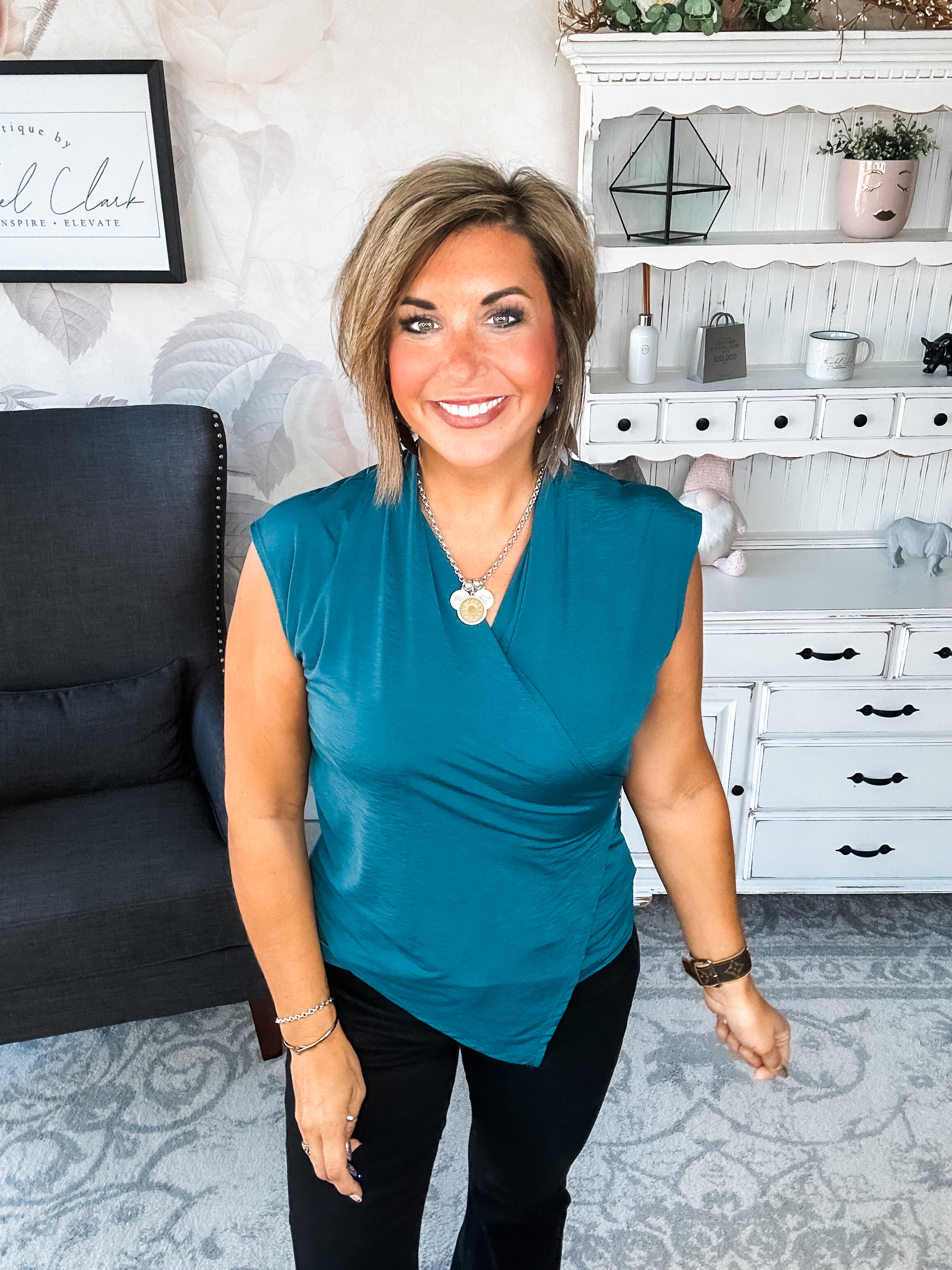 Hopefully Today Crossover Tank - Dark Teal