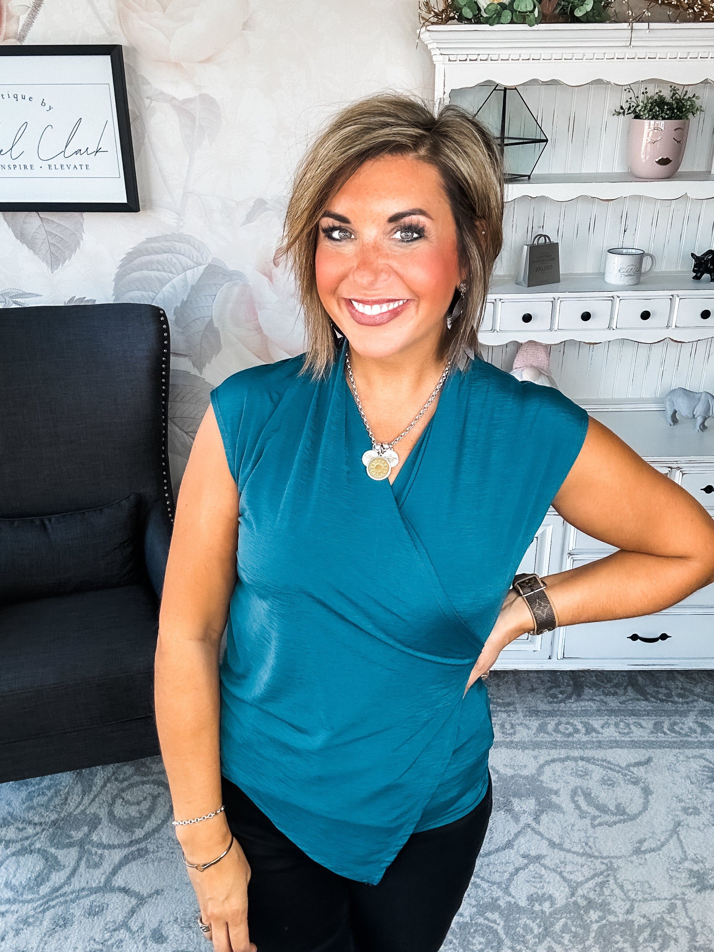 Hopefully Today Crossover Tank - Dark Teal