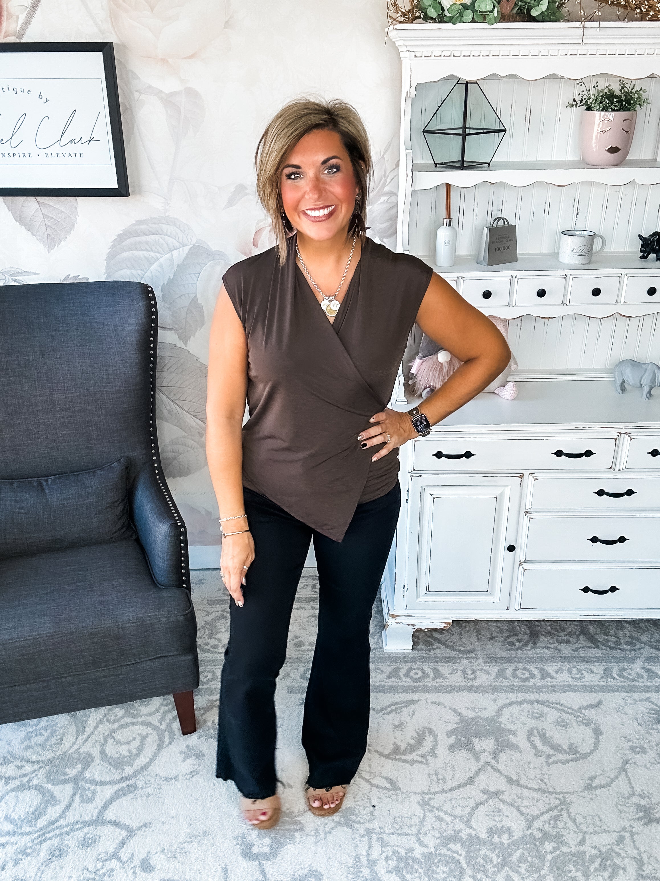 Hopefully Today Crossover Tank - Chocolate