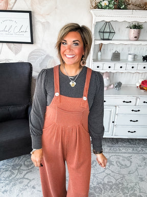 Breaking My Heart Boho Overalls - Rust