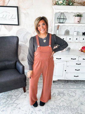 Breaking My Heart Boho Overalls - Rust