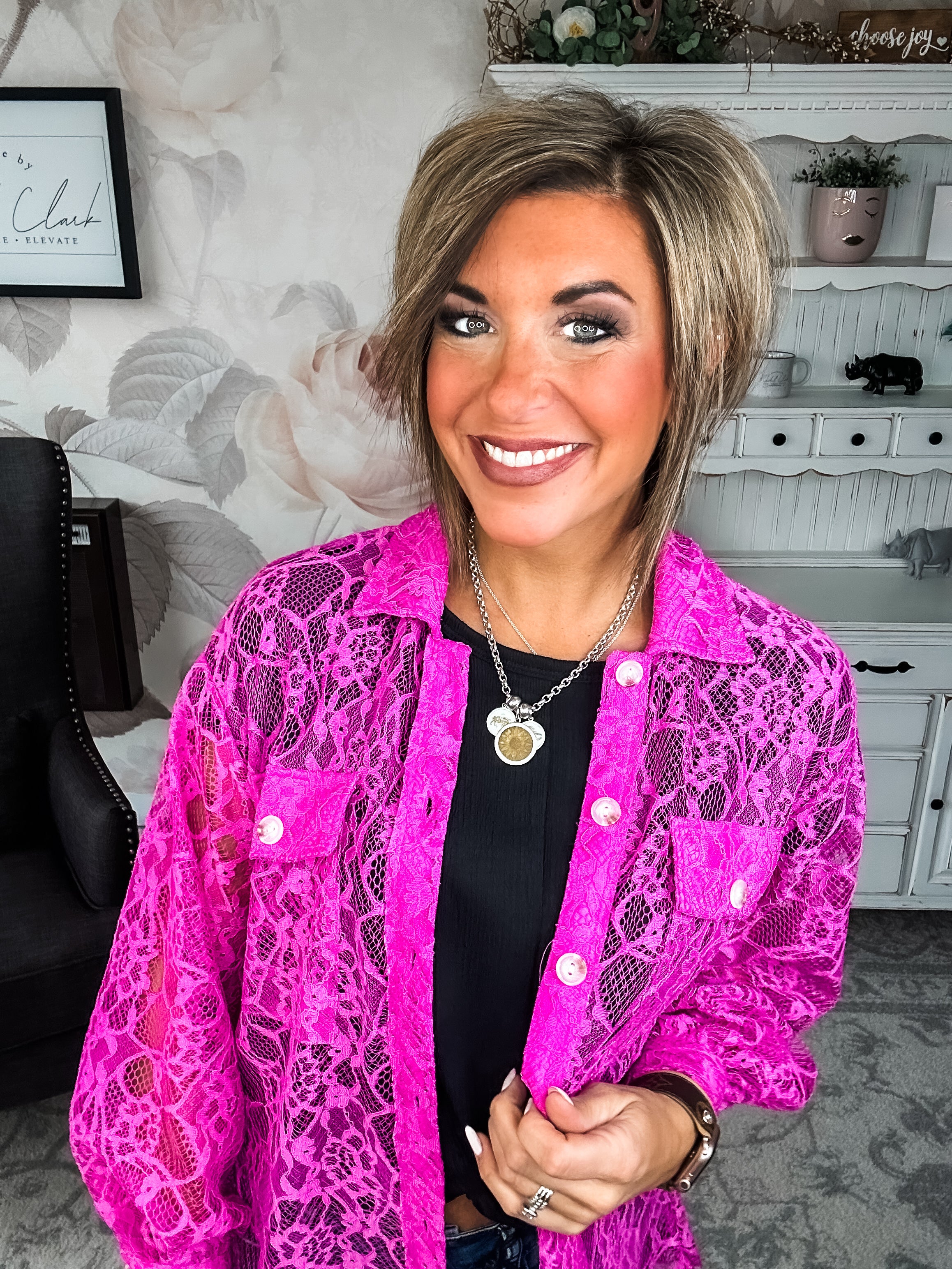 The Best That I Can Lace Shacket - Magenta