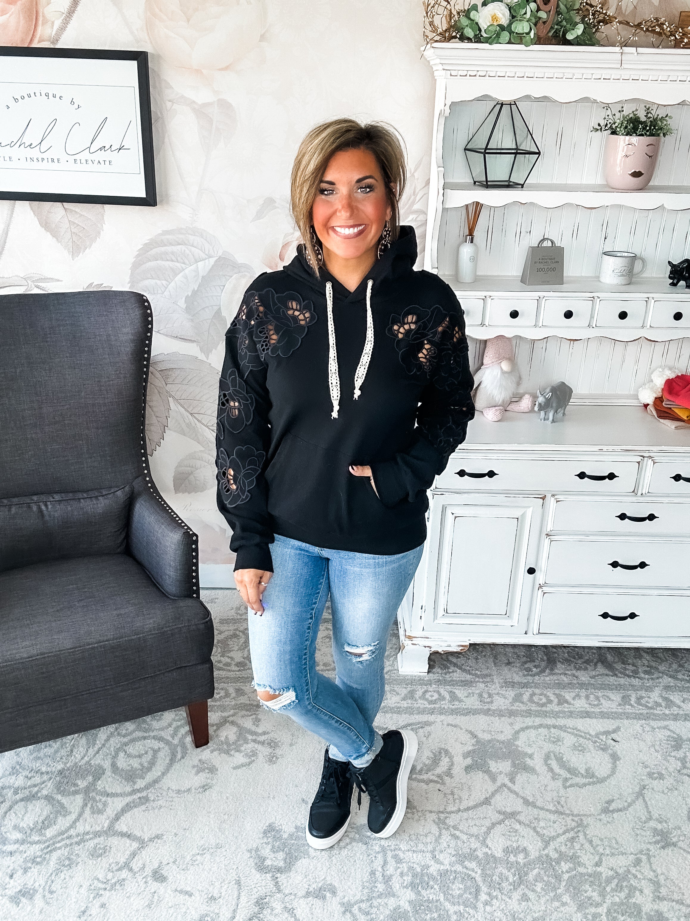 Ampersand Avenue University Hoodie - Love Story - Black