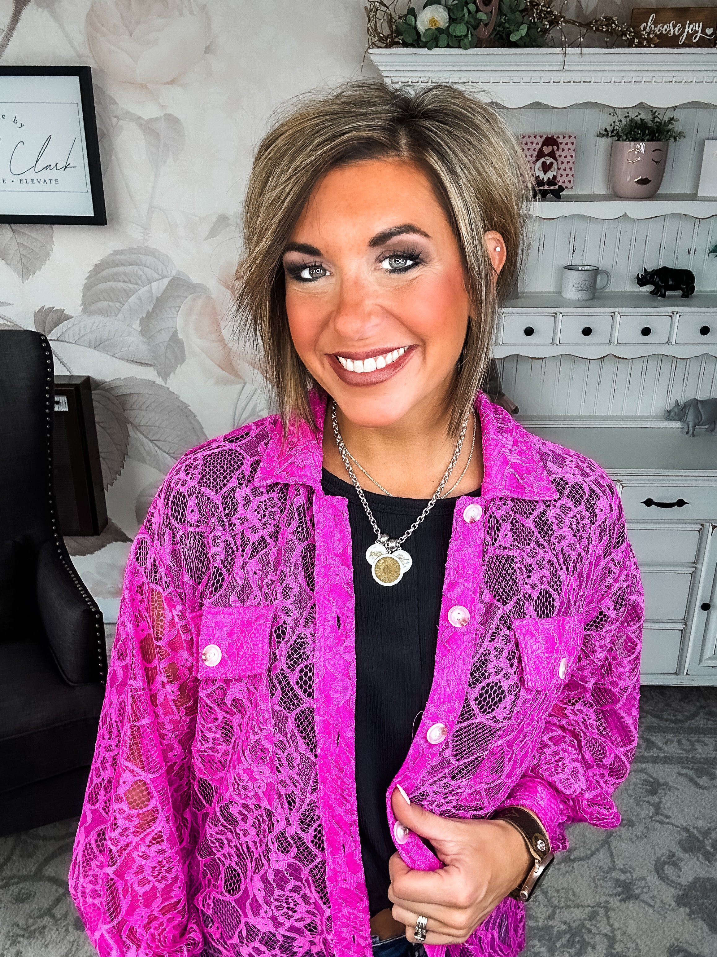 The Best That I Can Lace Shacket - Magenta