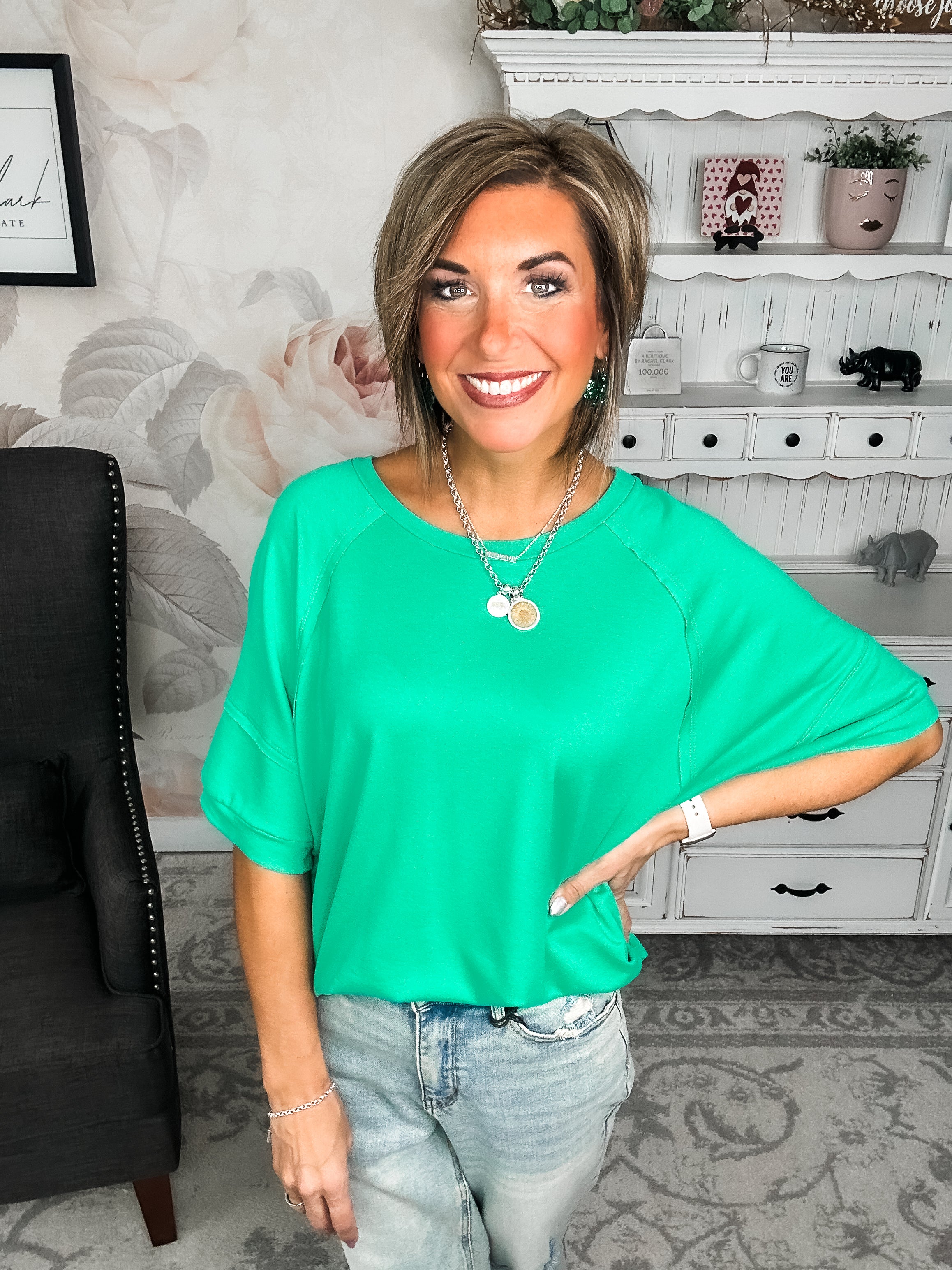 Tell Me The Truth Top - Kelly Green