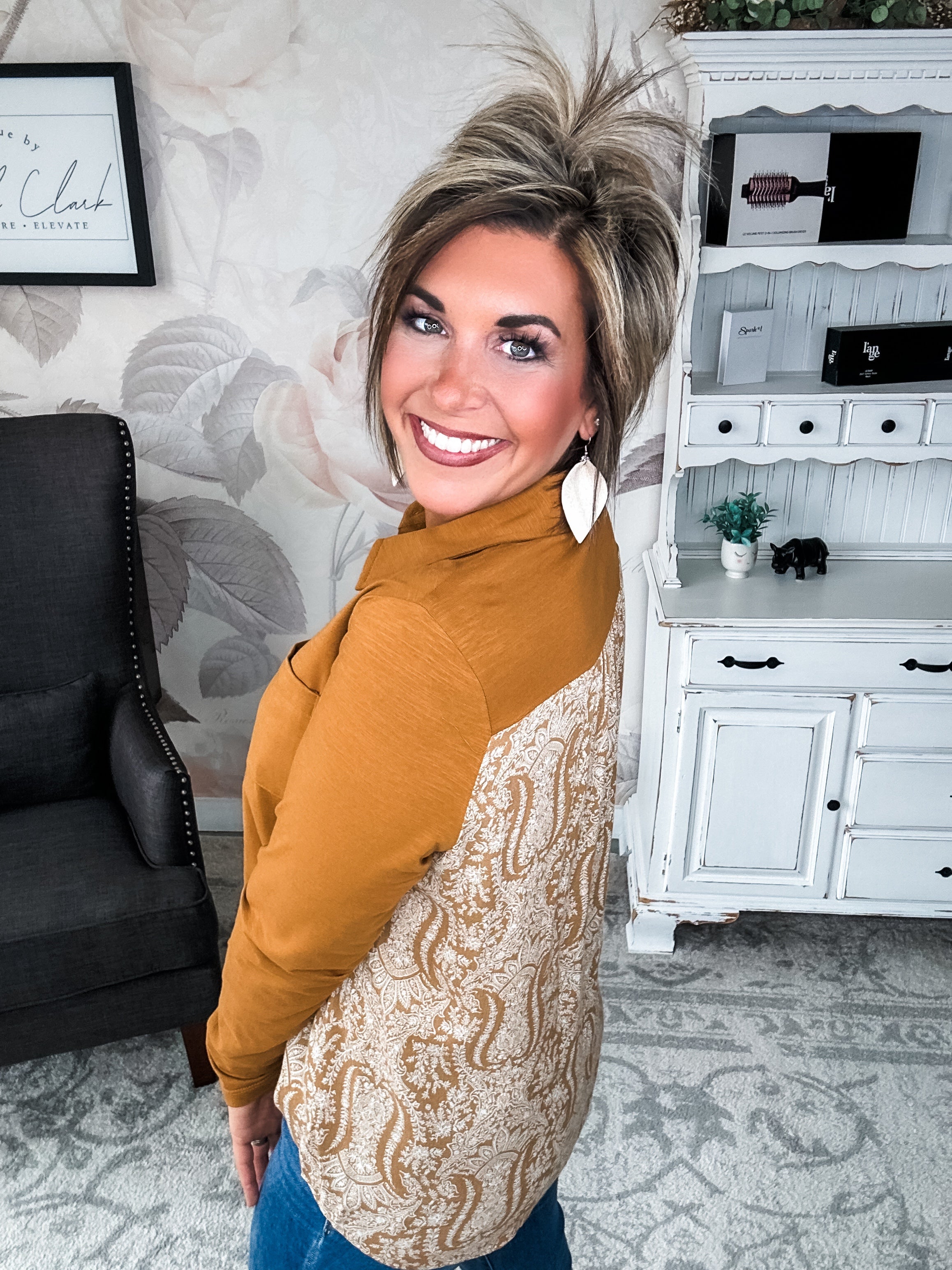 Think About It Button Down - Cognac