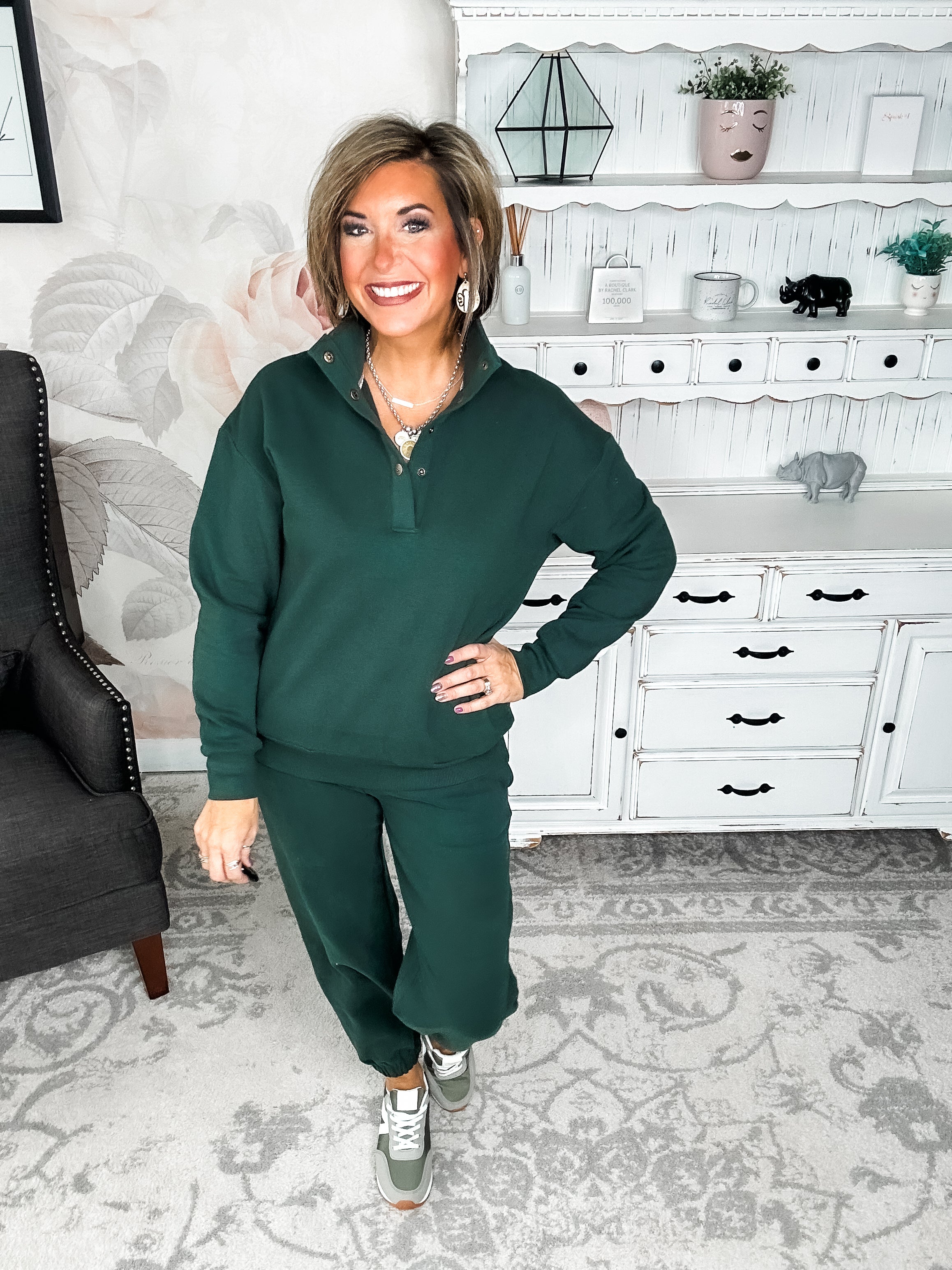 Ampersand Avenue Never Better Button Top - Forest Green