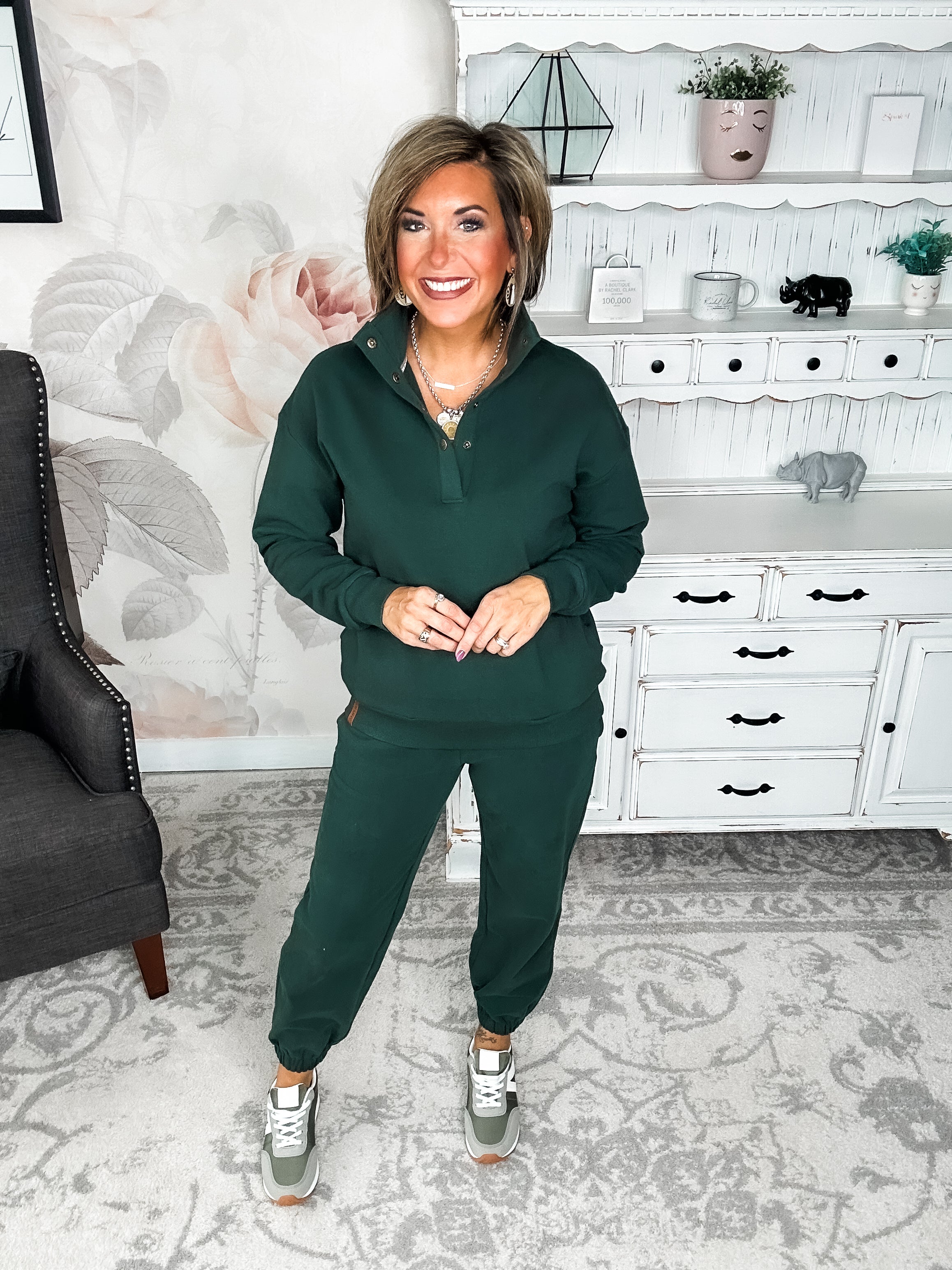 Ampersand Avenue Never Better Button Top - Forest Green