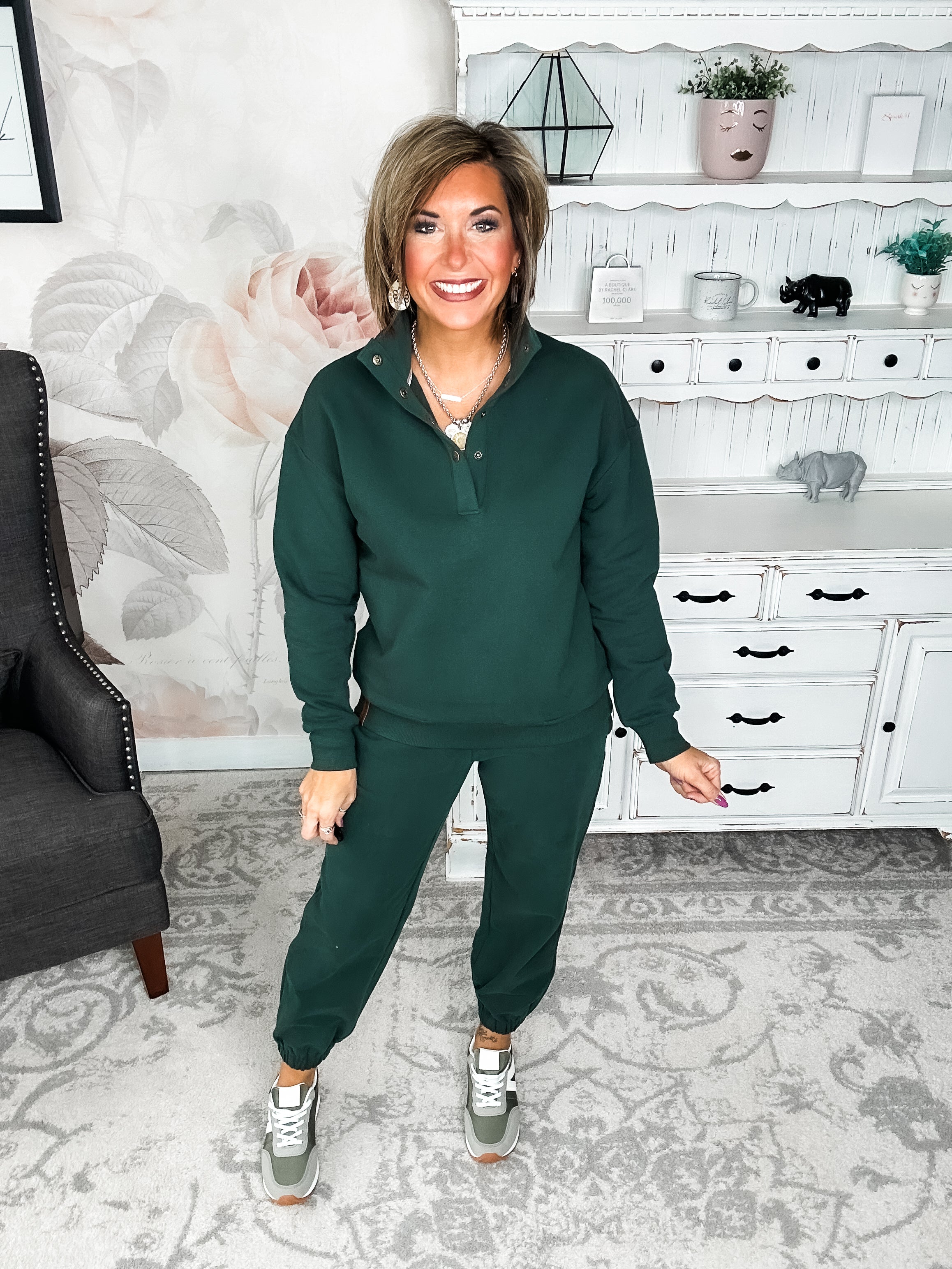 Ampersand Avenue Never Better Button Top - Forest Green