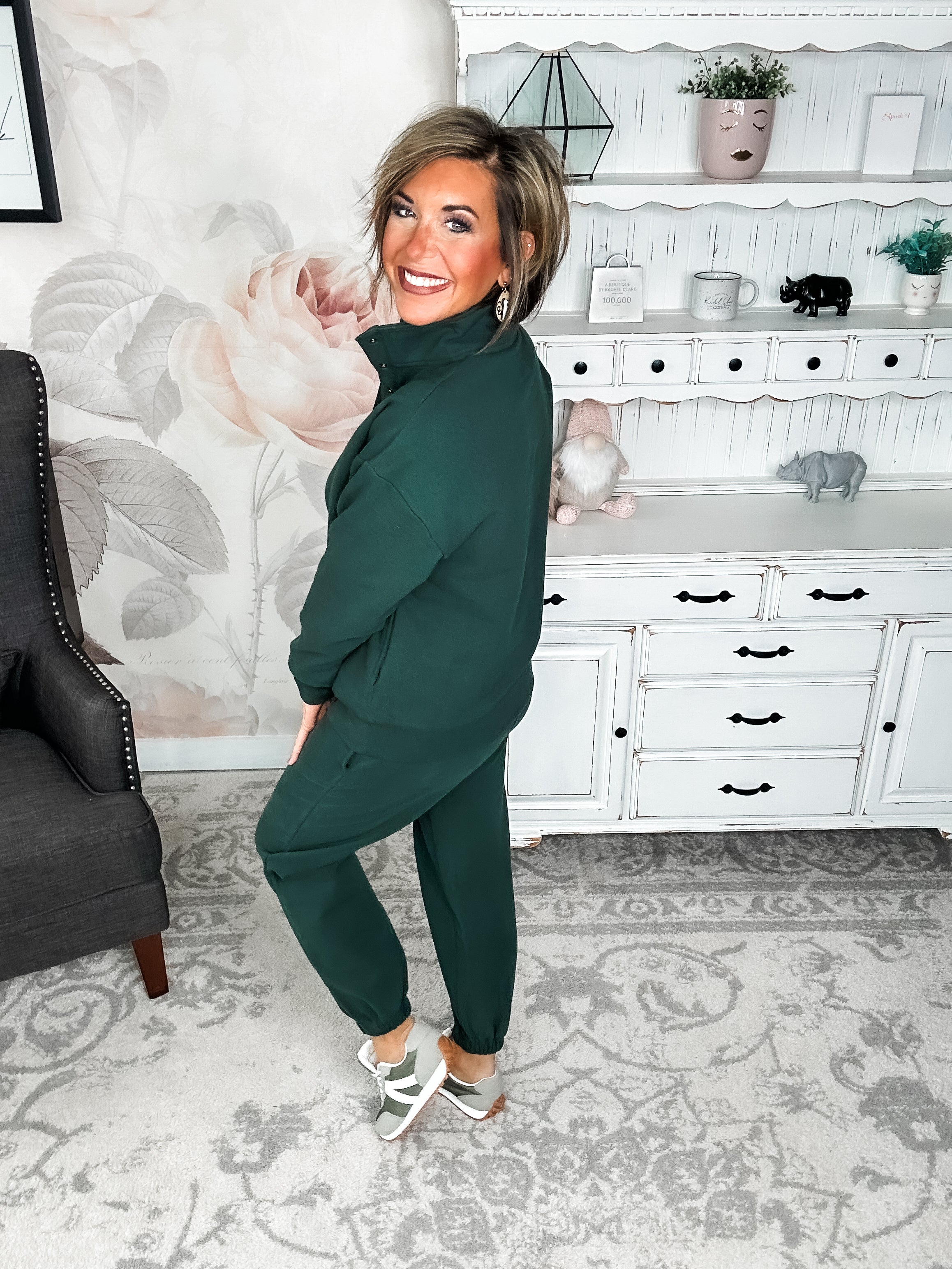 Ampersand Avenue Never Better Button Top - Forest Green