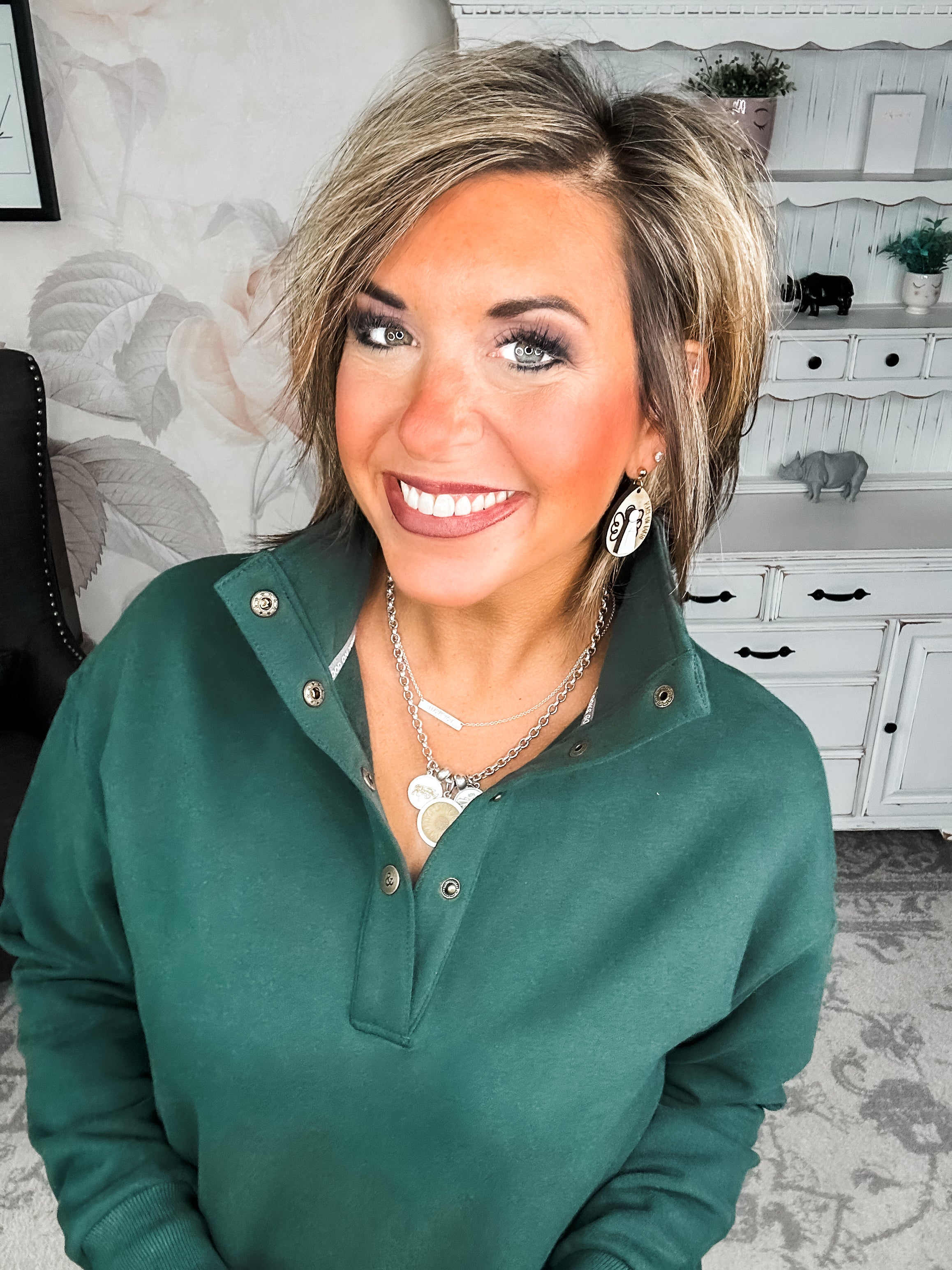 Ampersand Avenue Never Better Button Top - Forest Green