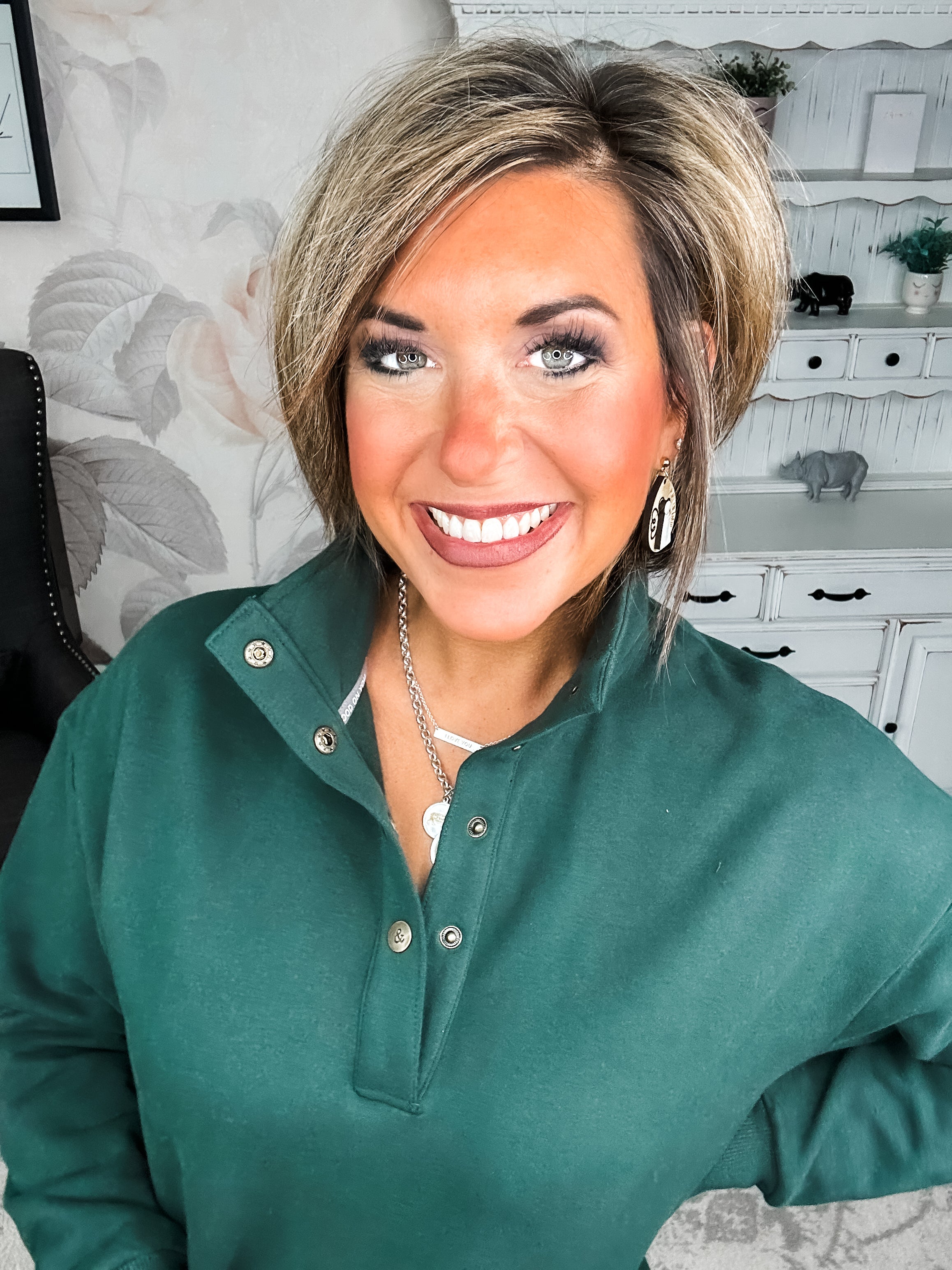 Ampersand Avenue Never Better Button Top - Forest Green