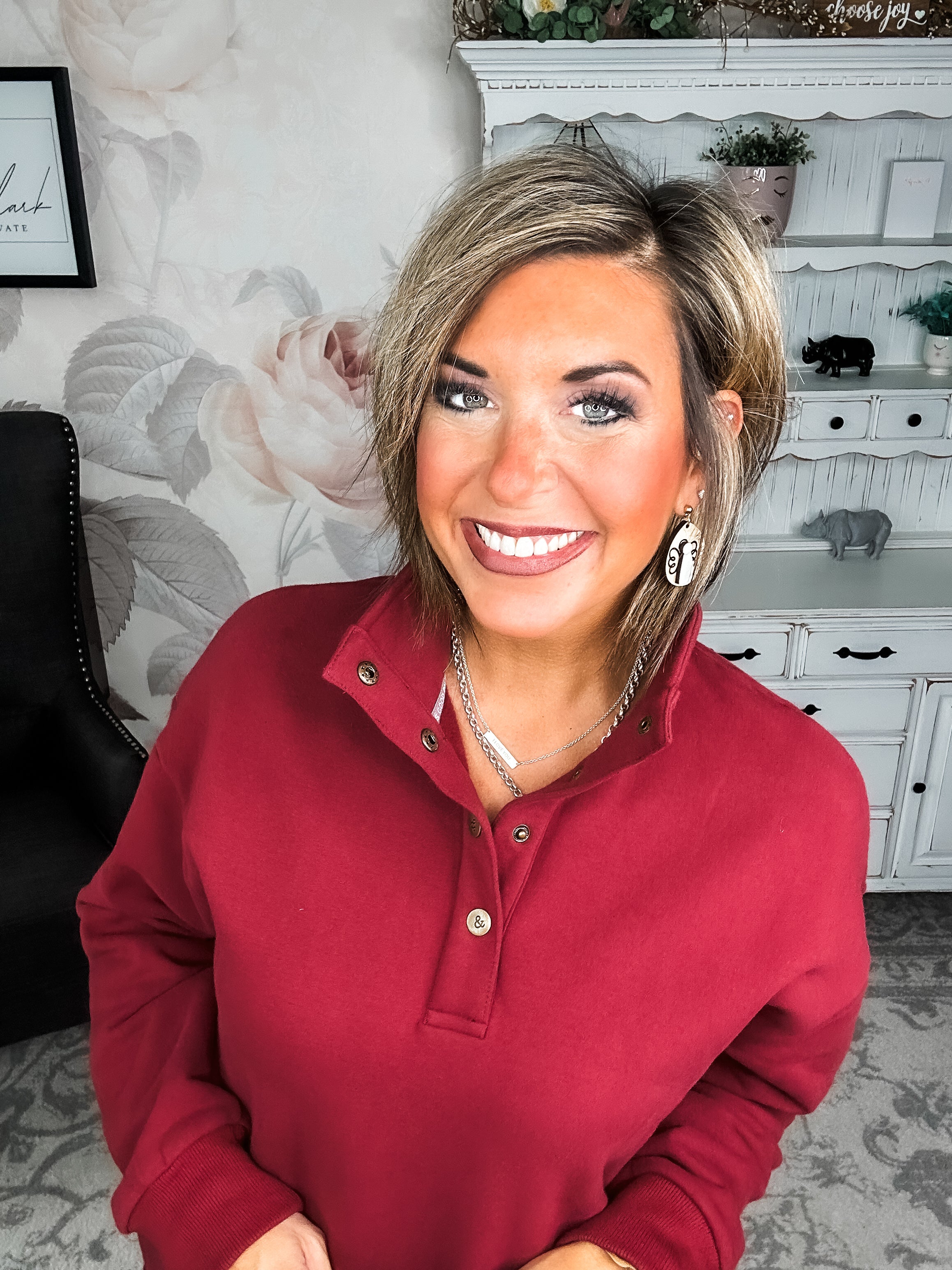 Ampersand Avenue Never Better Button Top - Wine