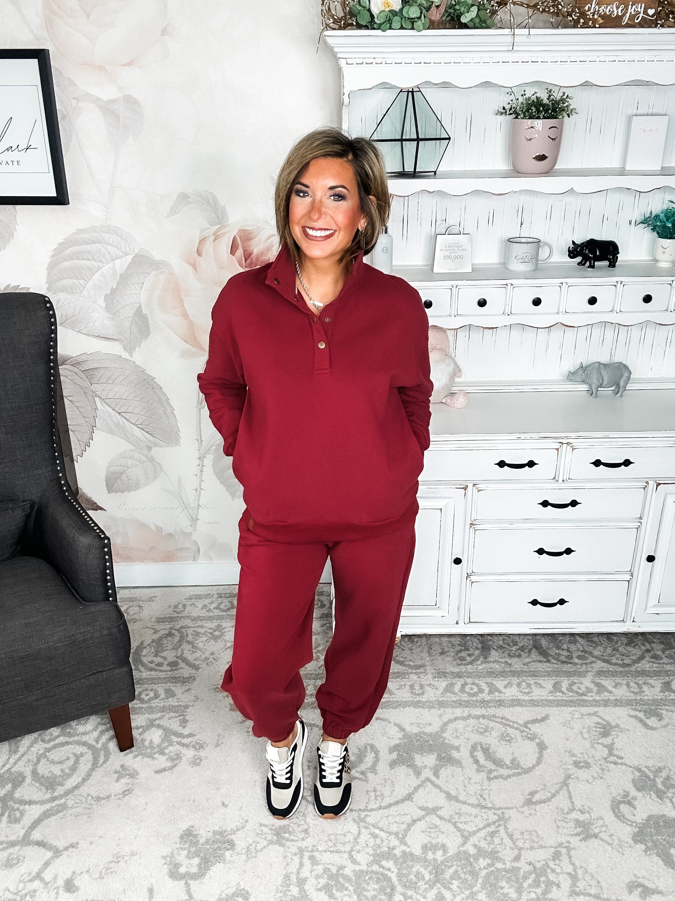 Ampersand Avenue Never Better Button Top - Wine