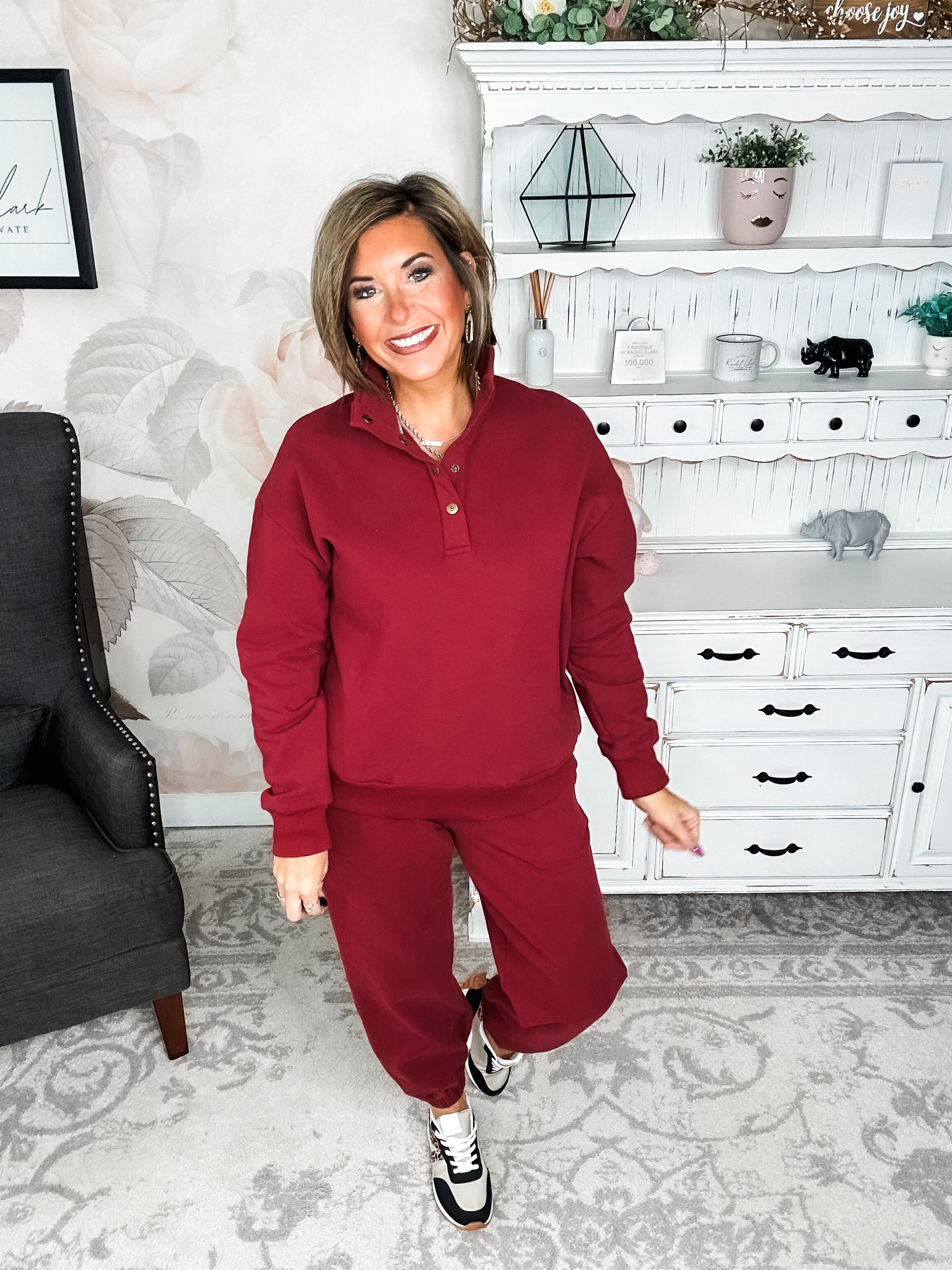 Ampersand Avenue Never Better Button Top - Wine