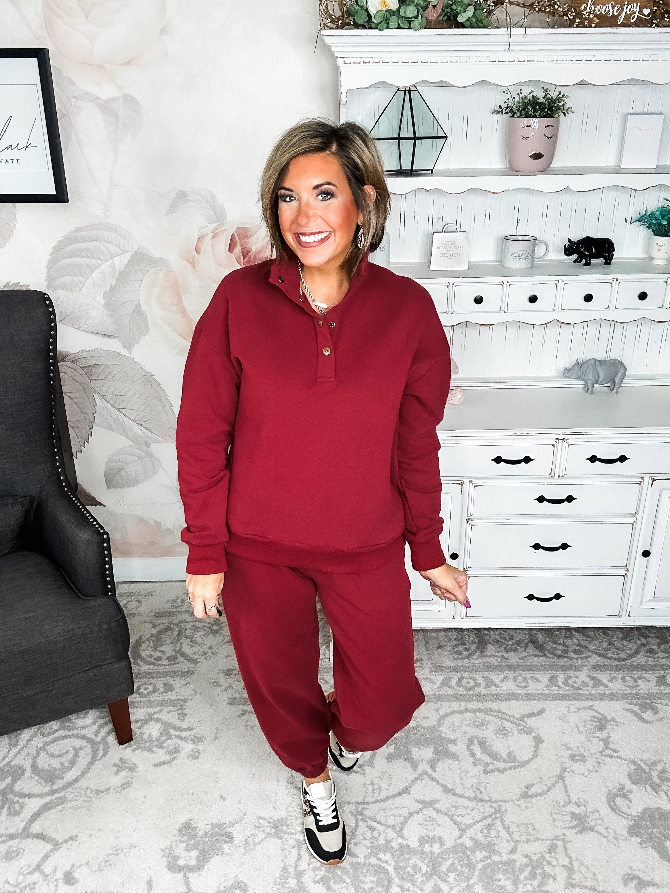 Ampersand Avenue Never Better Button Top - Wine