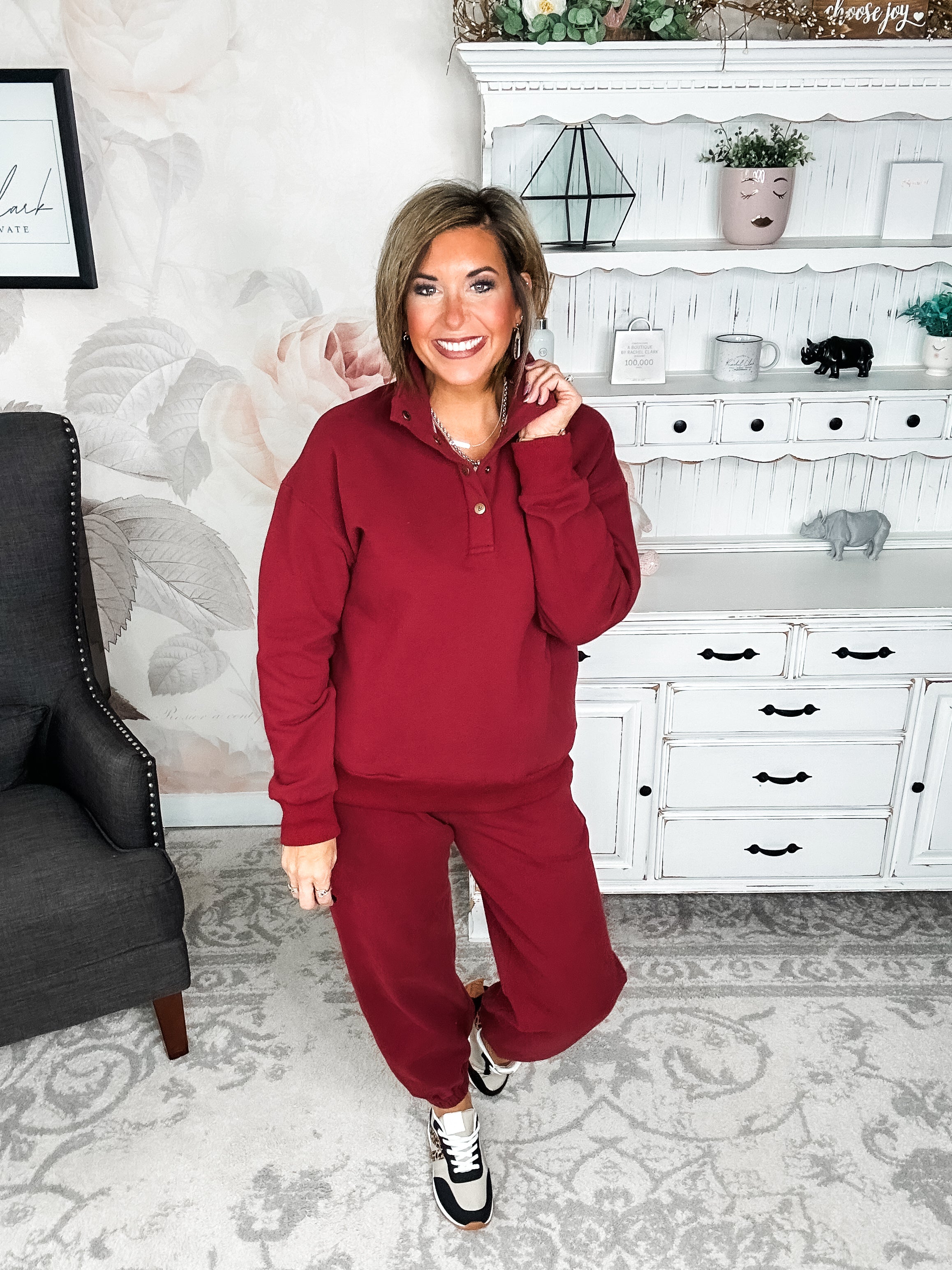 Ampersand Avenue Never Better Button Top - Wine