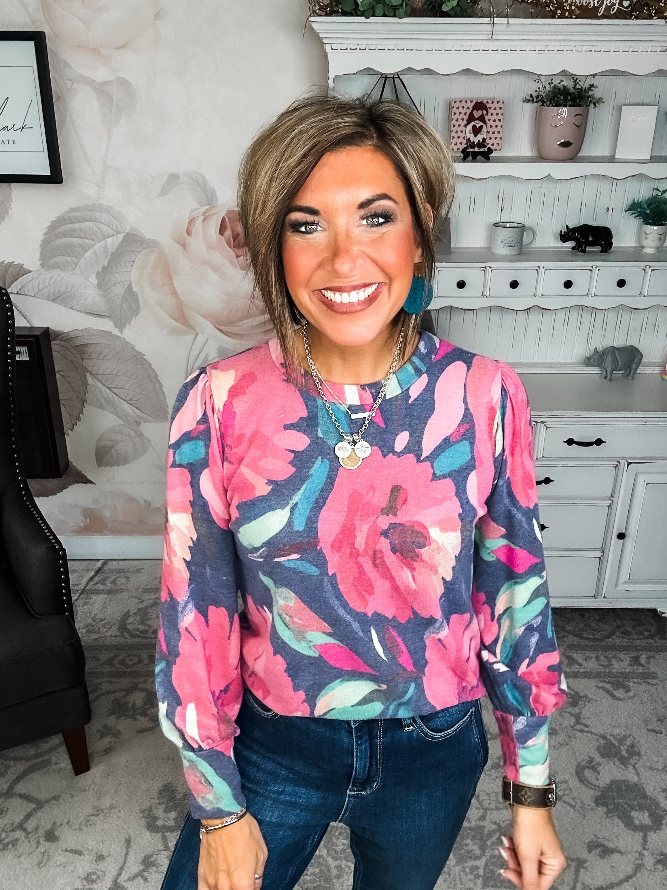 Share My Secret Pullover - Navy/Magenta