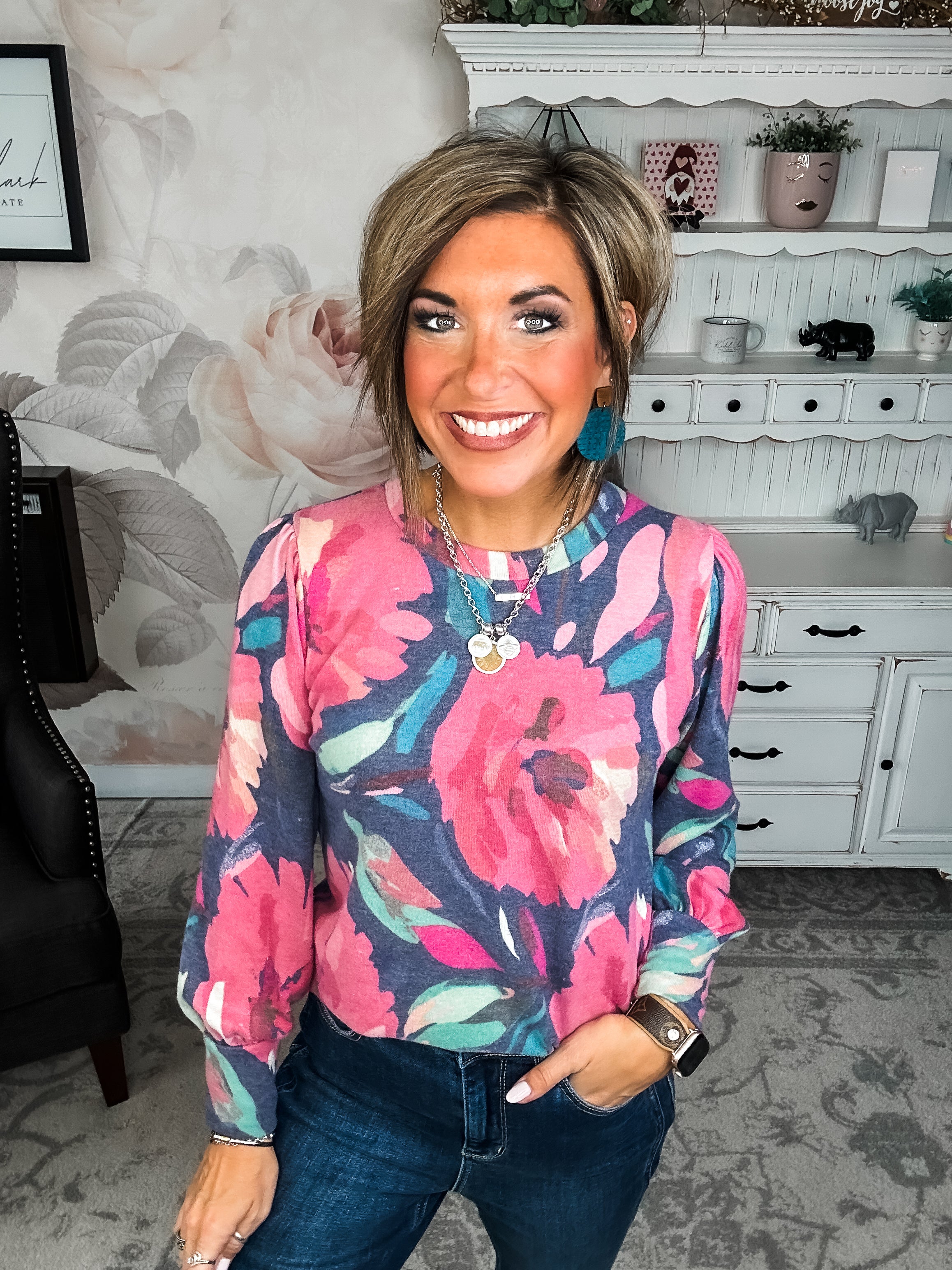 Share My Secret Pullover - Navy/Magenta