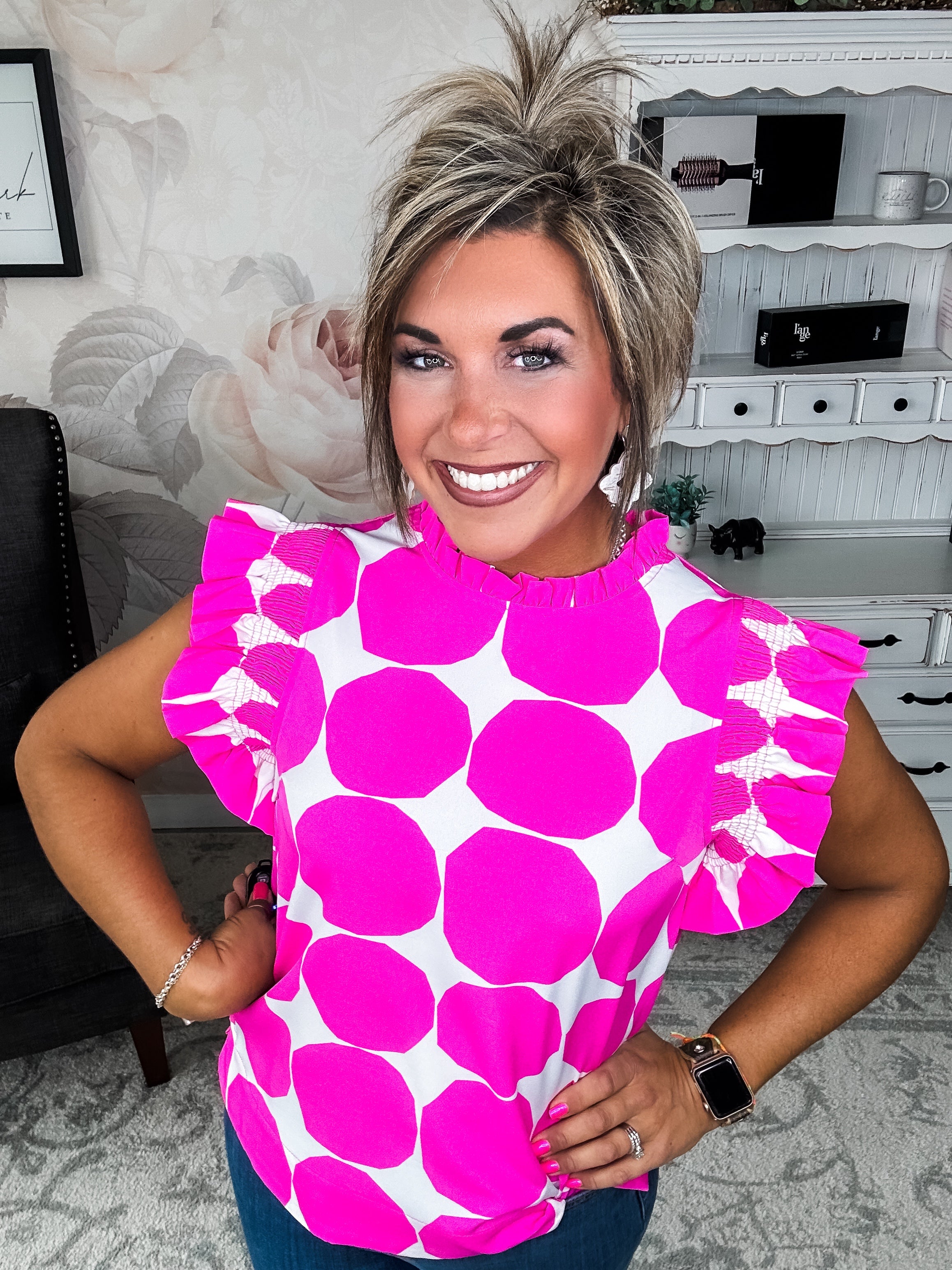 Out the Door Blouse - Hot Pink